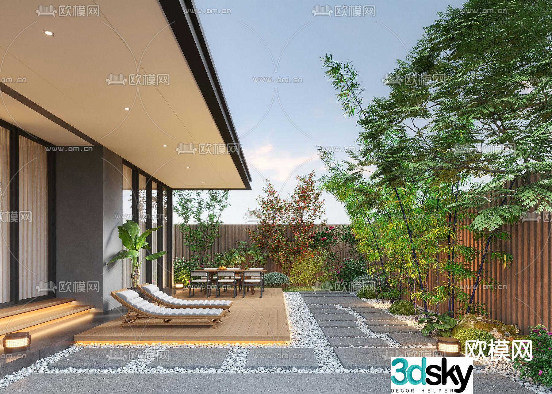 Home courtyard villa courtyard 3d model