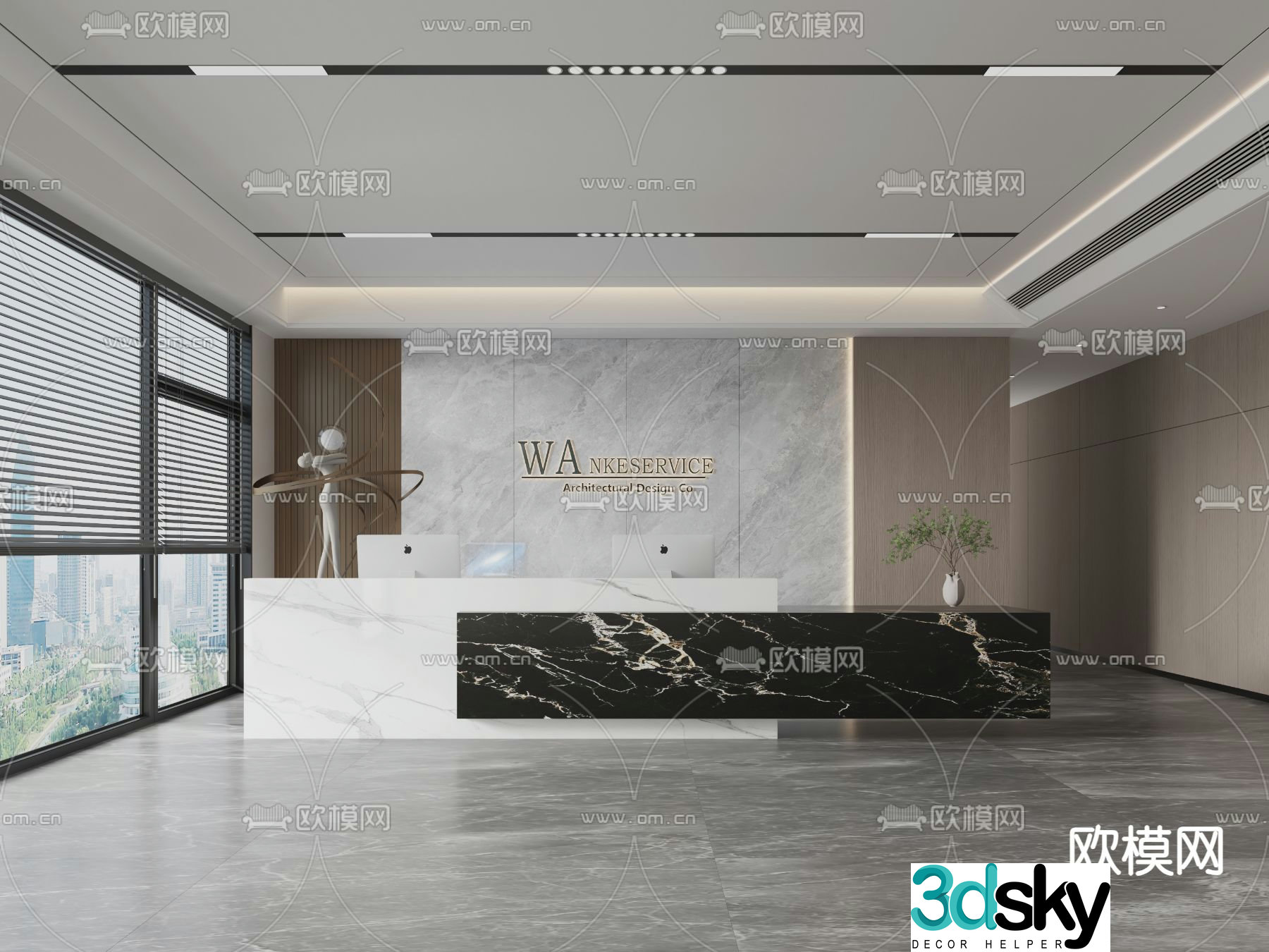Company front desk reception desk 3d model