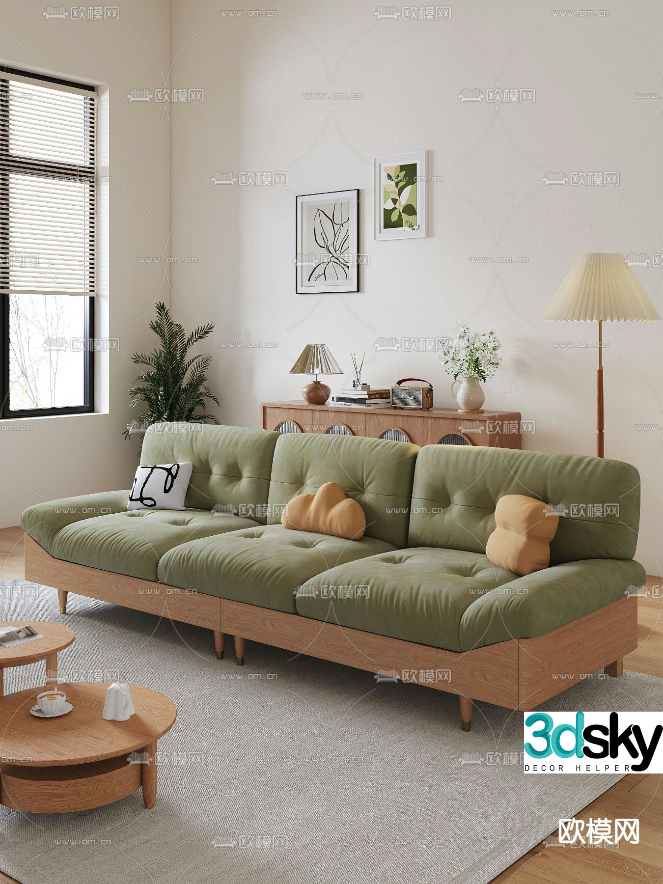 Nordic multi-person sofa 3d model