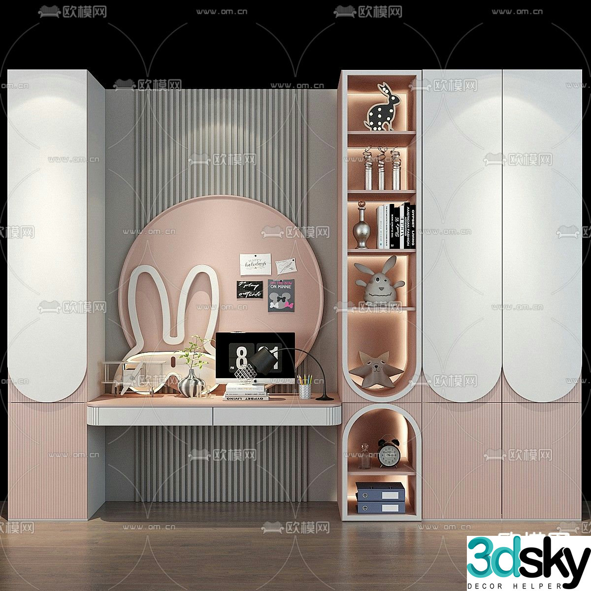 Children’s furniture children’s cabinet integrated desk 3d model