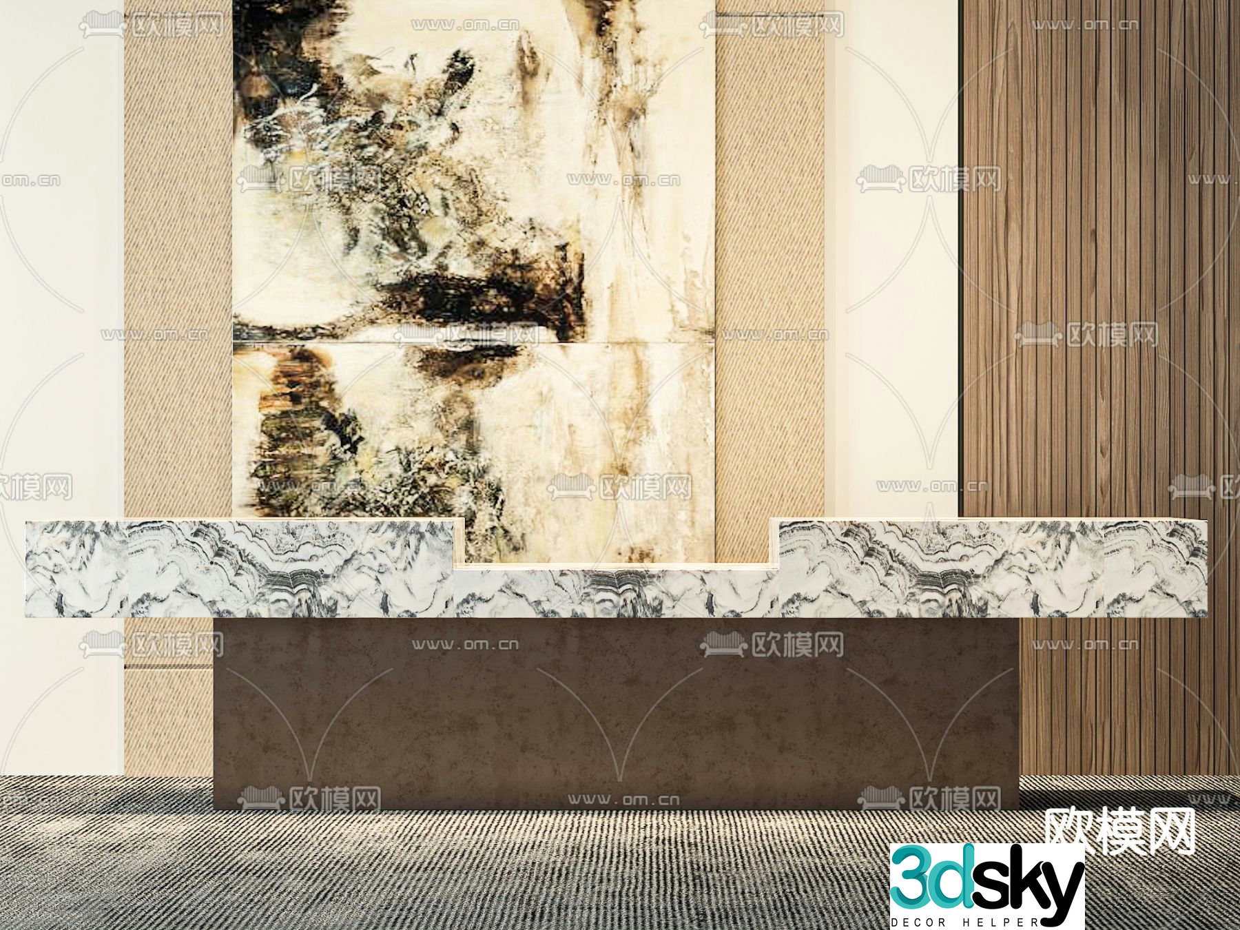 Front desk service desk reception desk 3d model