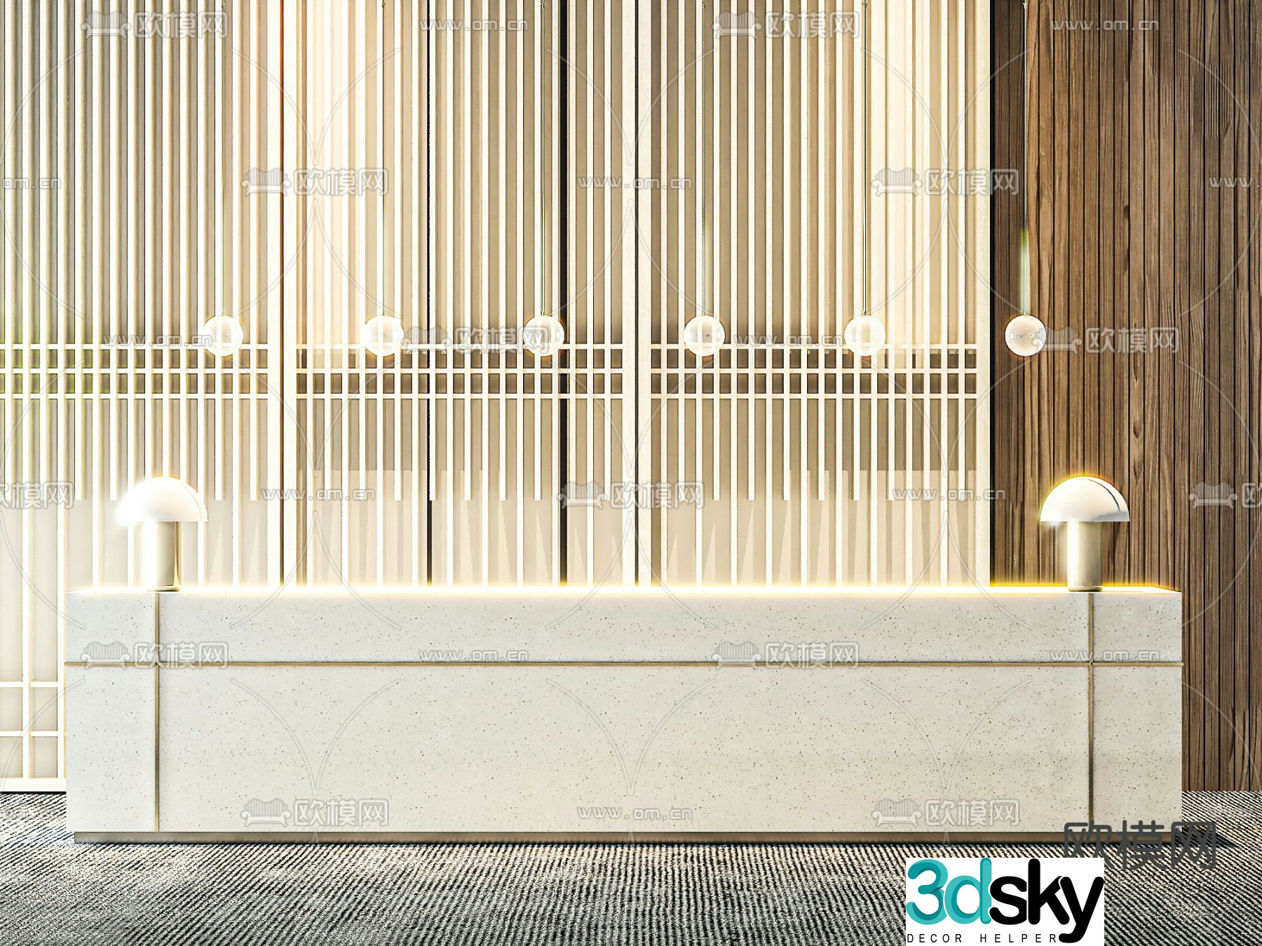 Front desk service desk reception desk 3d model