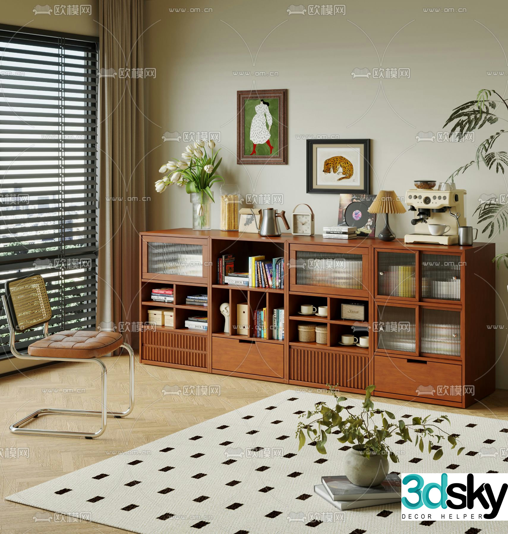 Medieval style bookcase 3D model