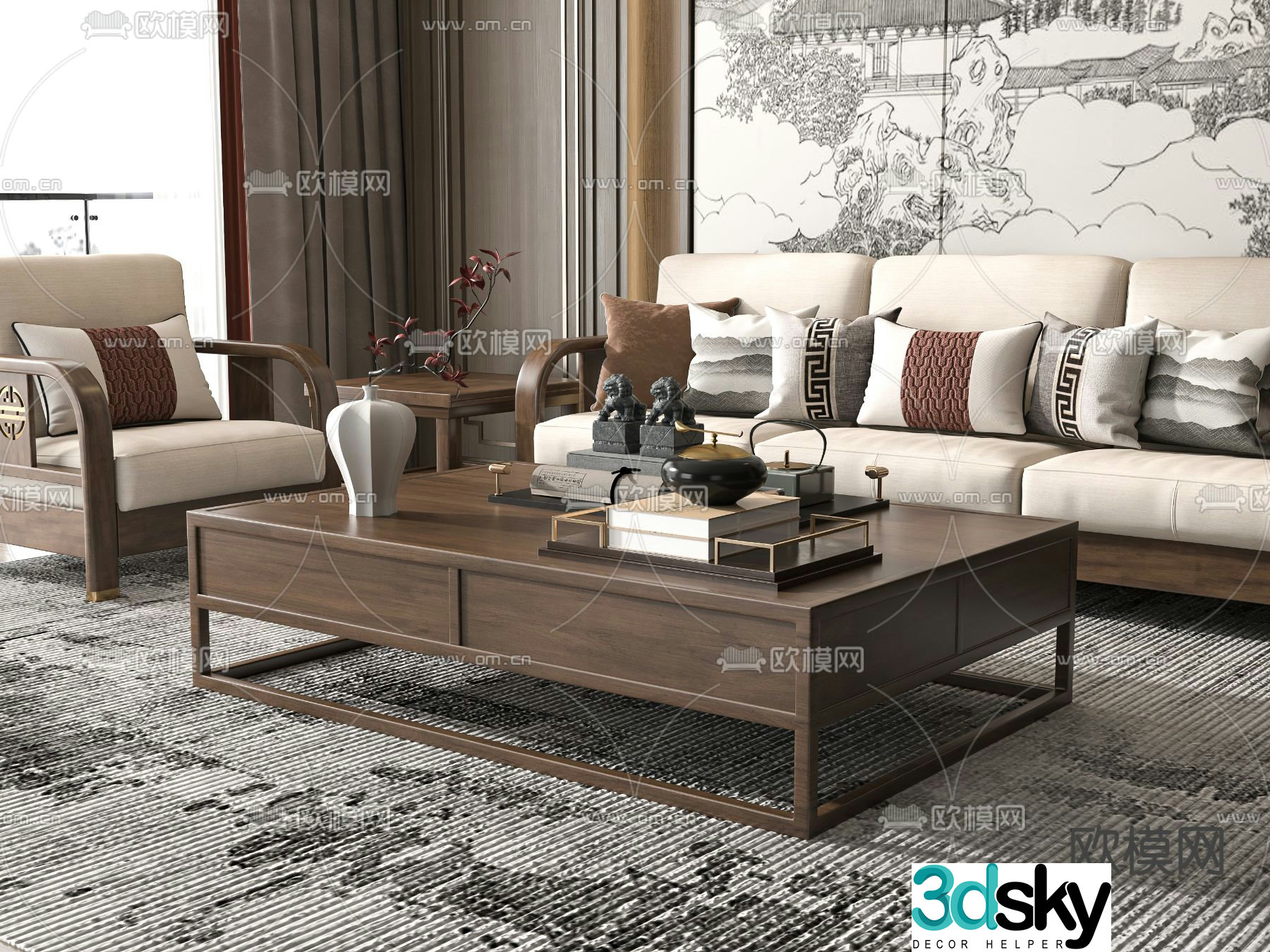 New Chinese coffee table 3d model