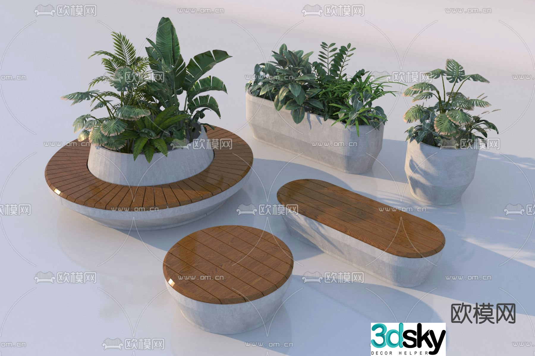 Tree Pool Seat Landscape Seat Tree Pool Chair 3D Model