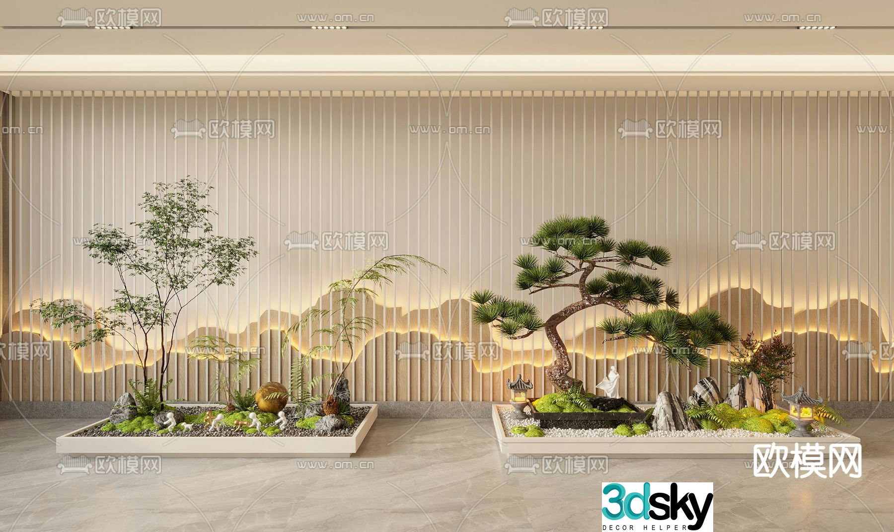 New Chinese style interior landscape 3D model