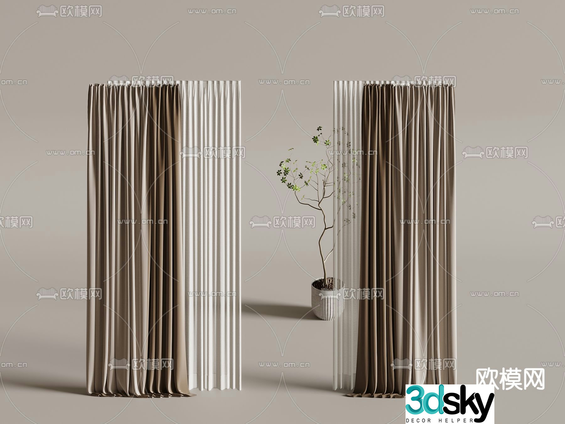 Plain curtains 3d model