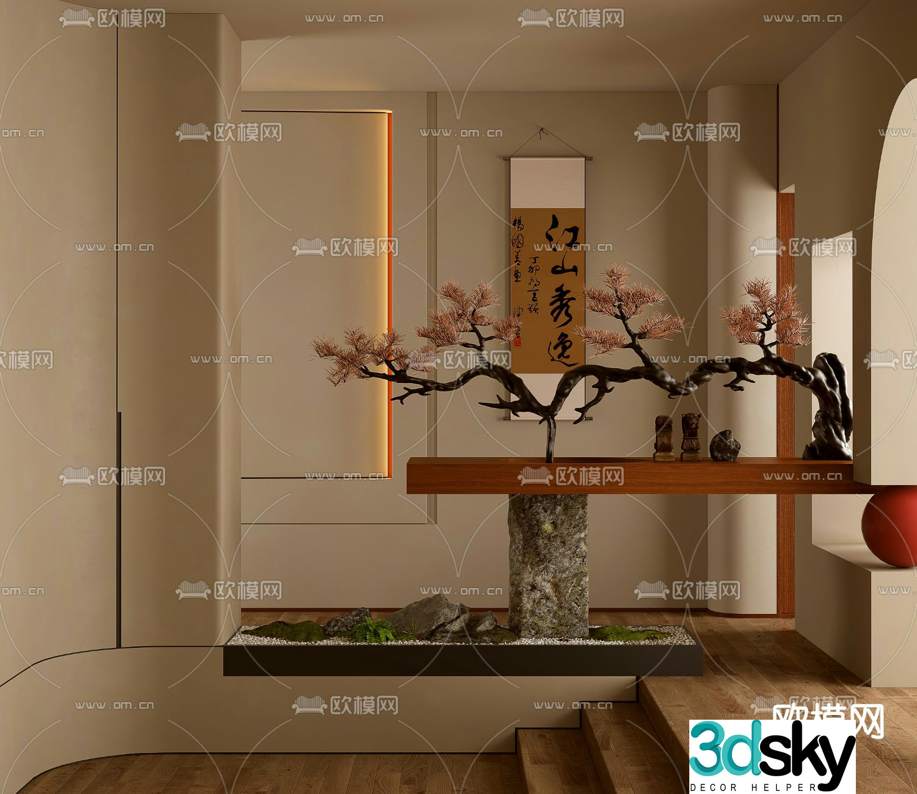 Indoor landscape plant landscaping entrance sketch 3D model