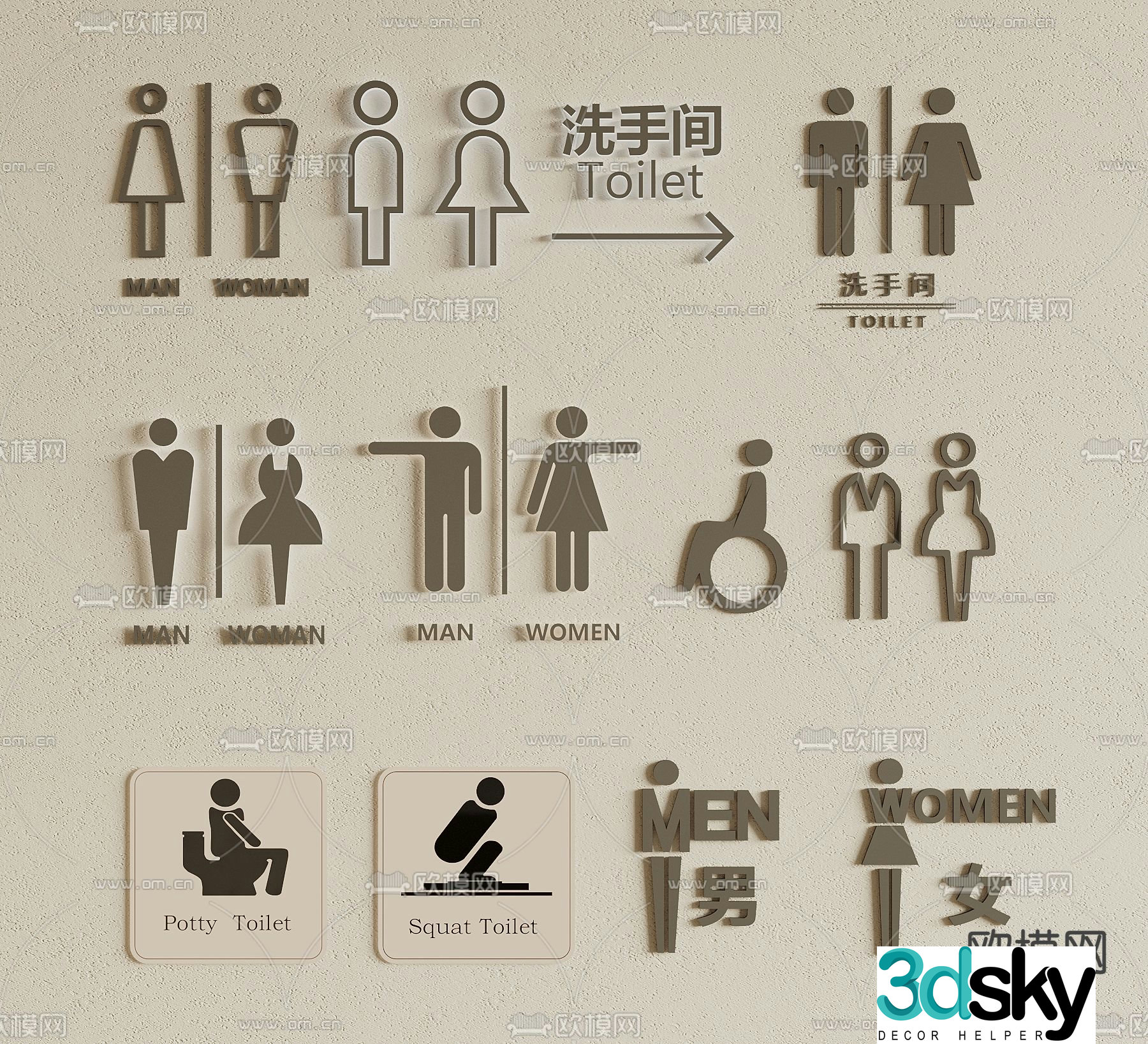 Bathroom bathroom sign 3d model