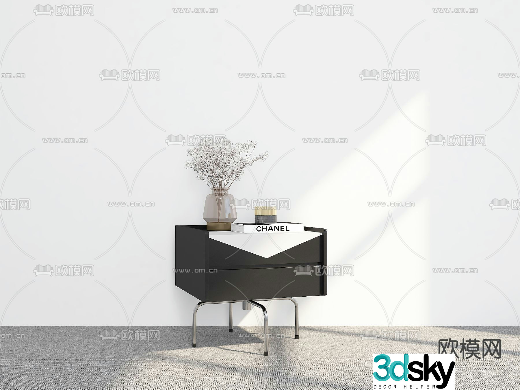 Modern bedside table side cabinet 3d model