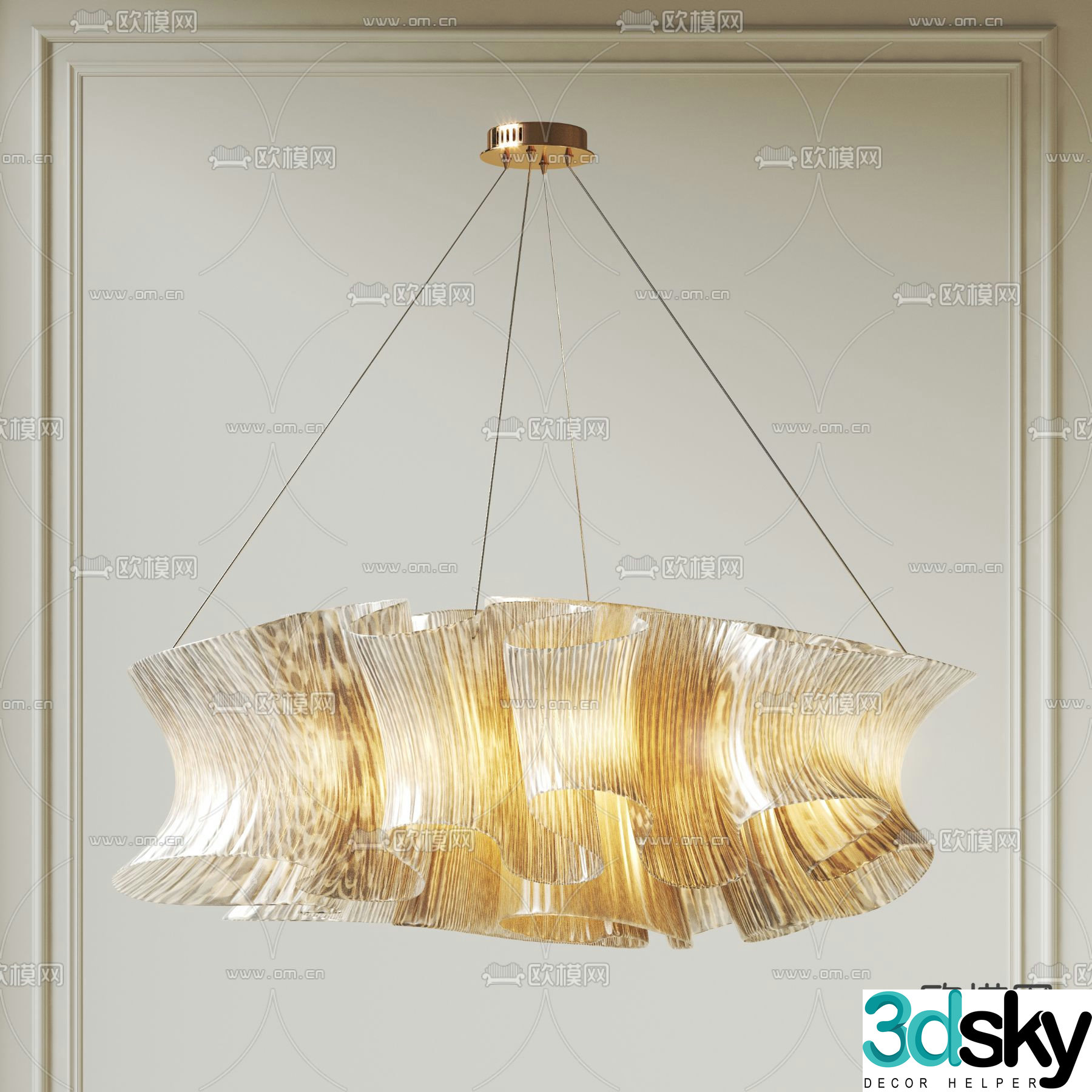 New Chinese style gauze chandelier art chandelier 3d model