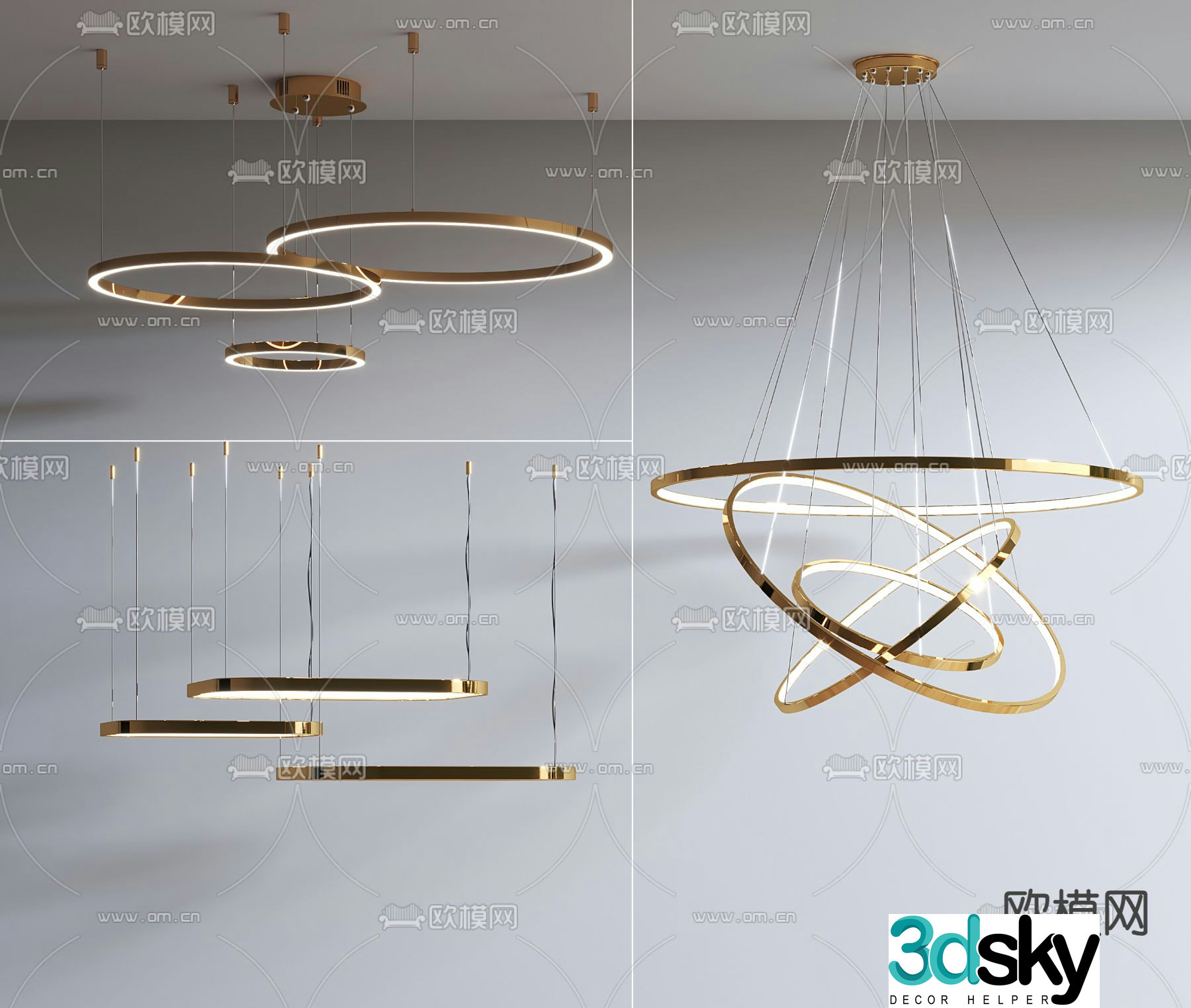 Ring chandelier hall chandelier 3d model