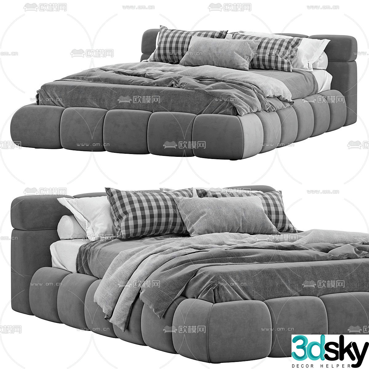 Boss Dream premium gray double bed 3d model