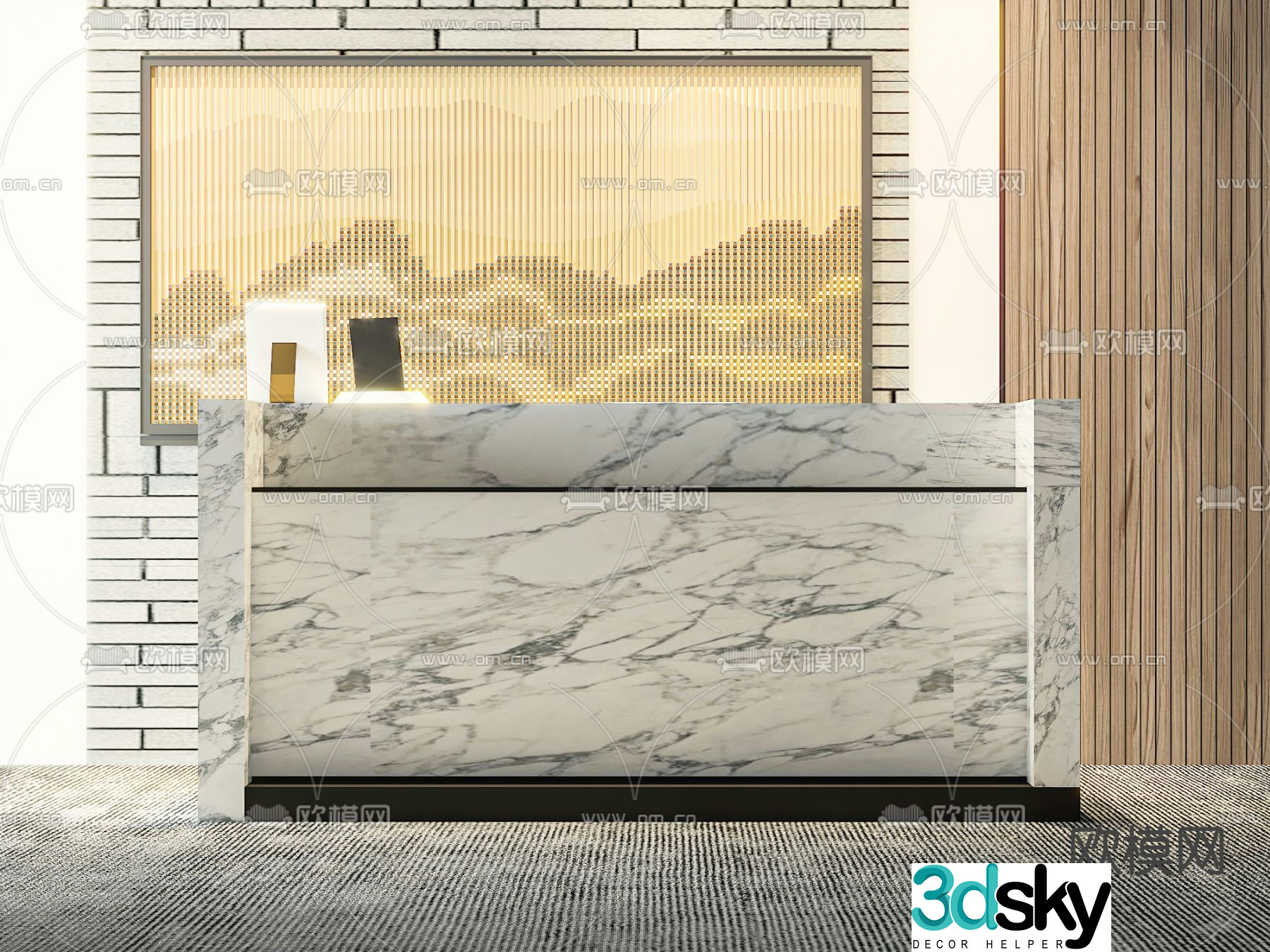 Front desk reception desk service desk 3d model