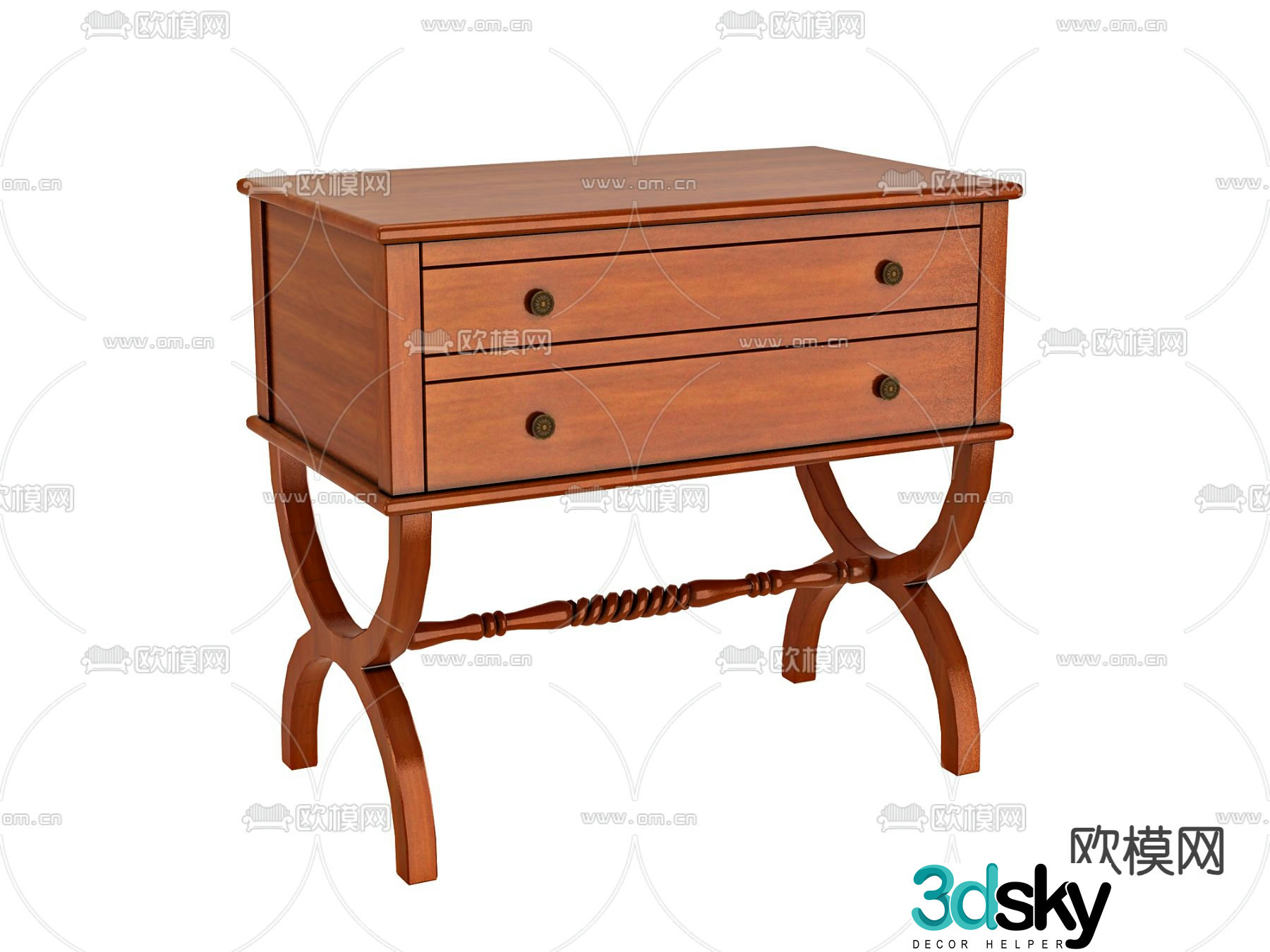 American bedside table 3d model