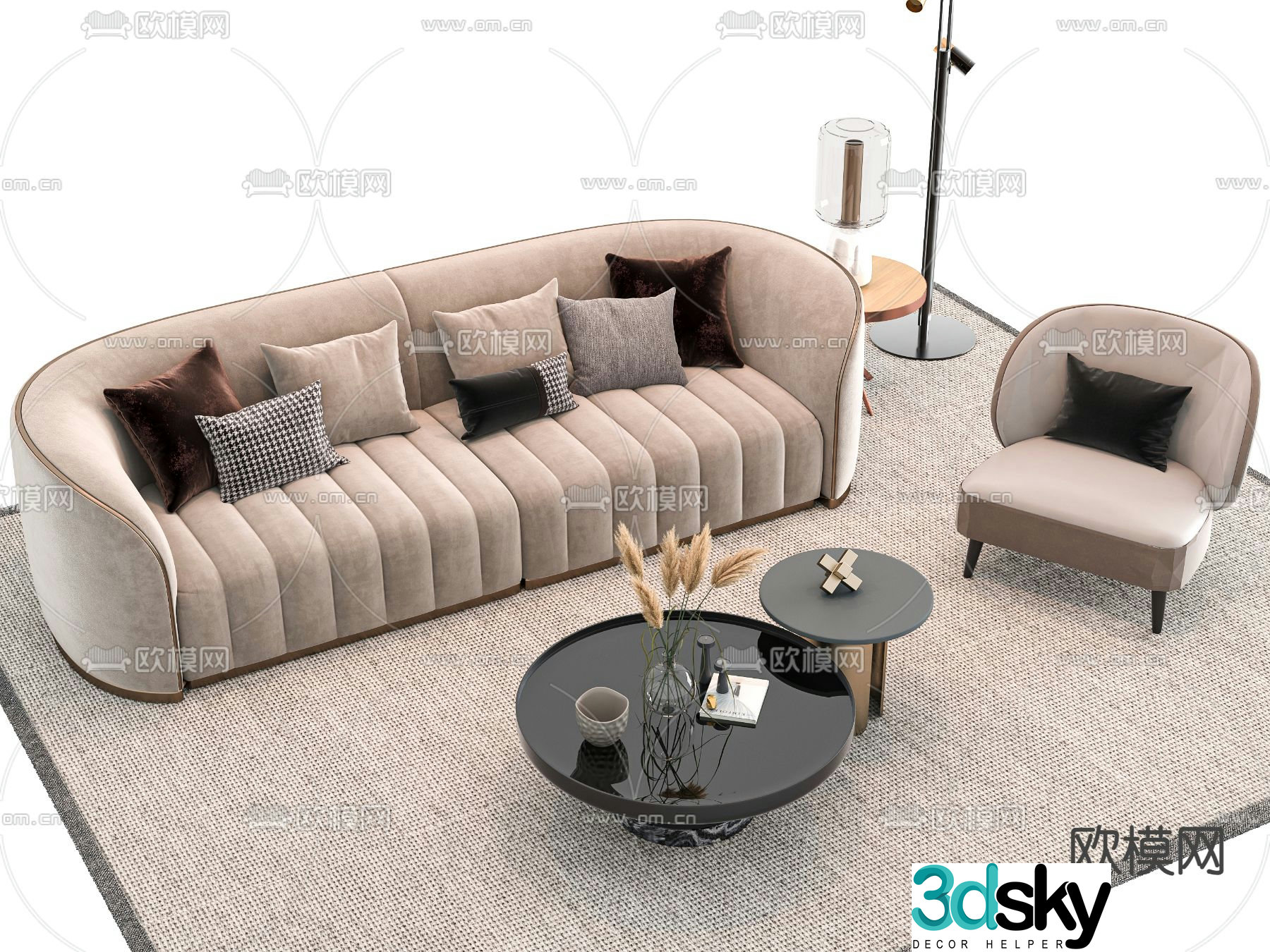 Fabric sofa combination 3d model