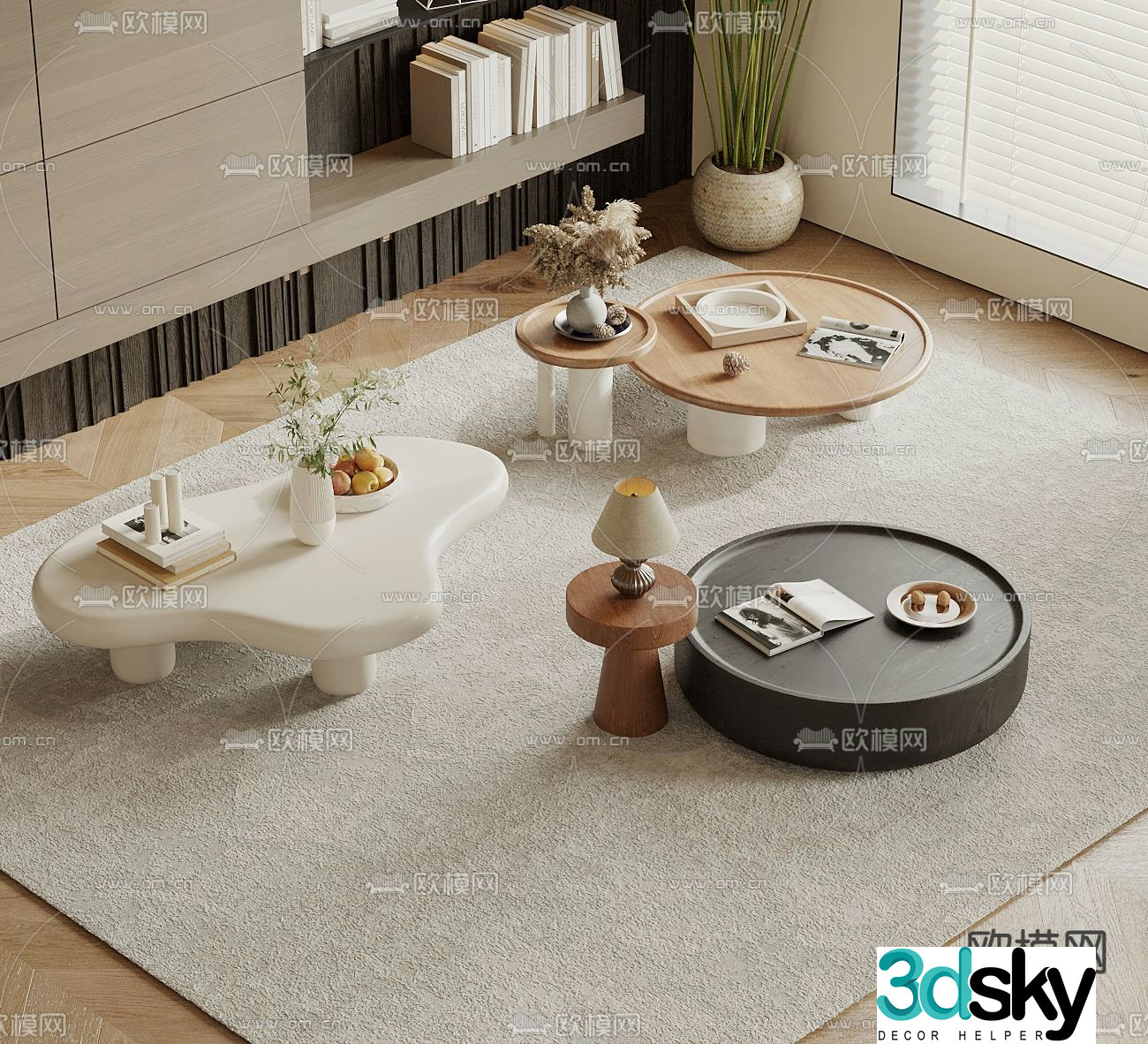 Medieval style coffee table mother-in-law coffee table 3d model