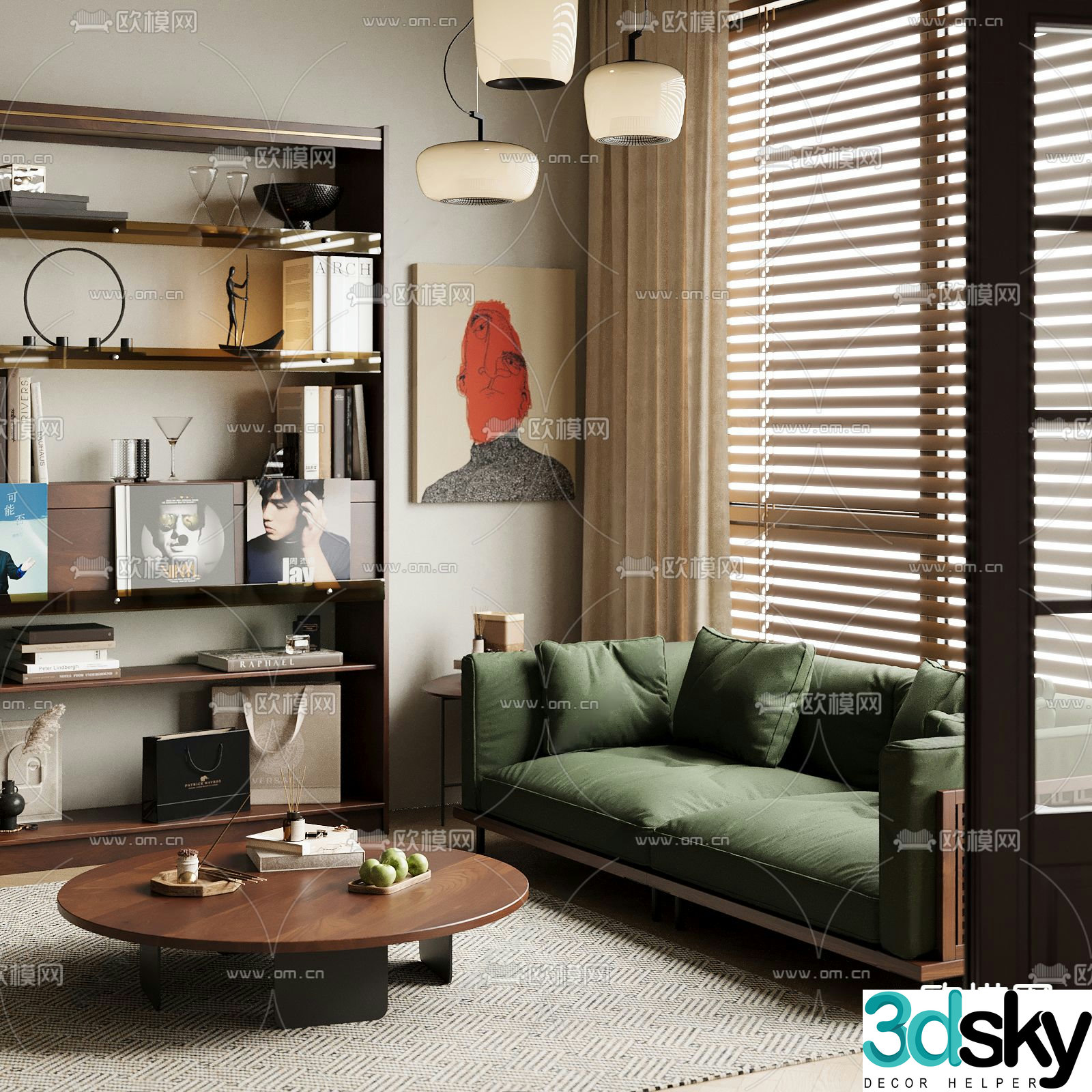 American sofa double sofa 3d model