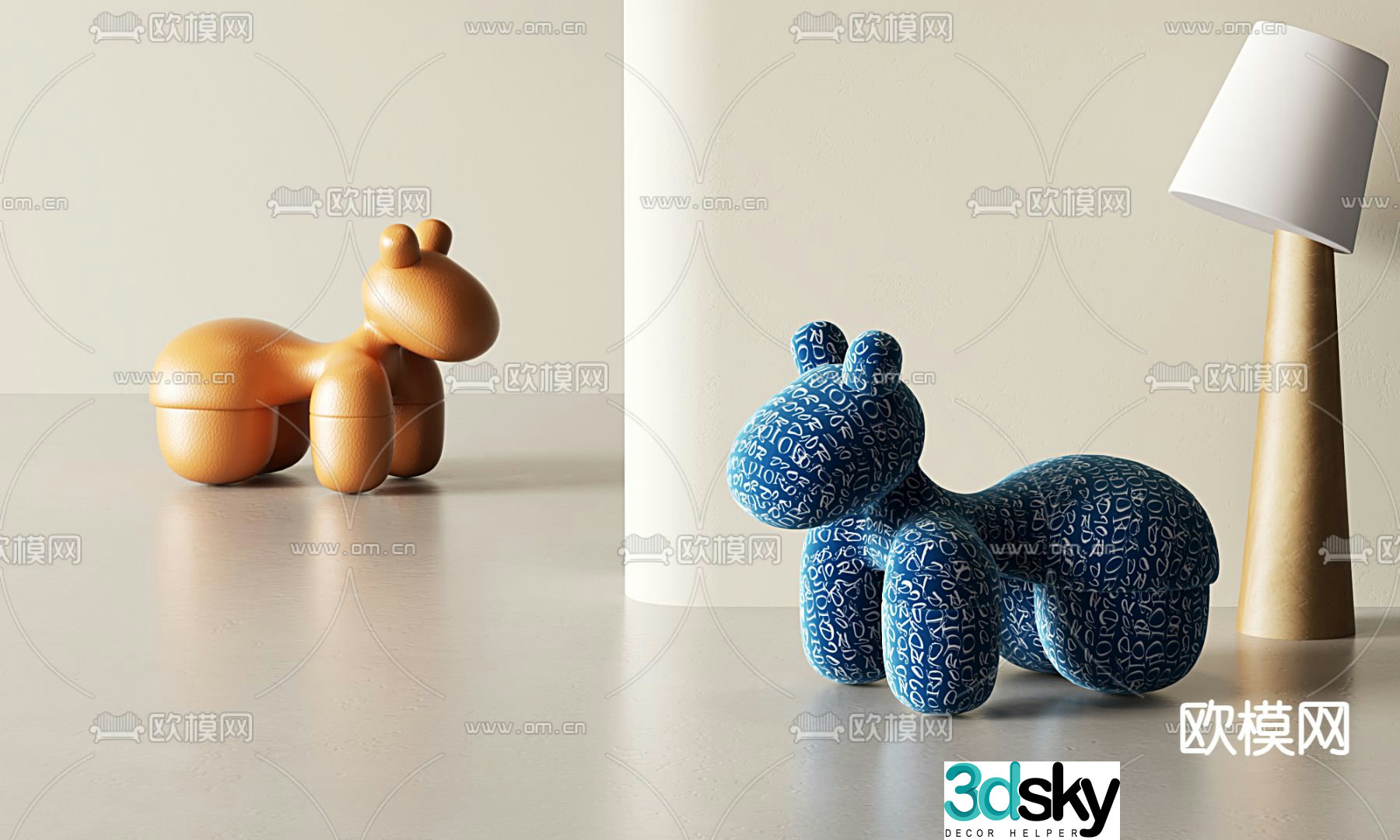 Internet celebrity pony chair animal seat 3d model