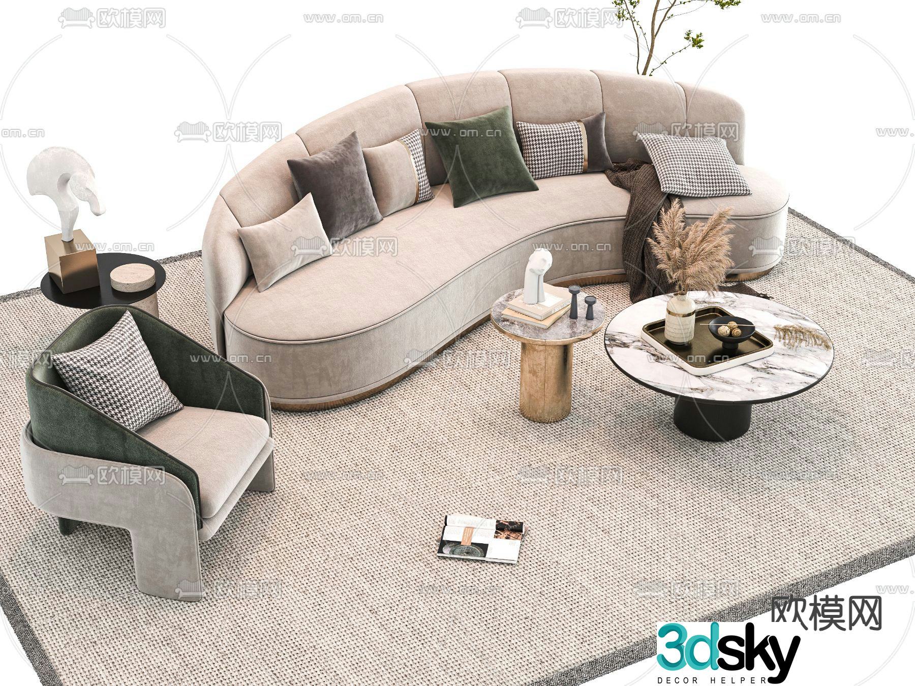 Modern sectional sofa 3d model