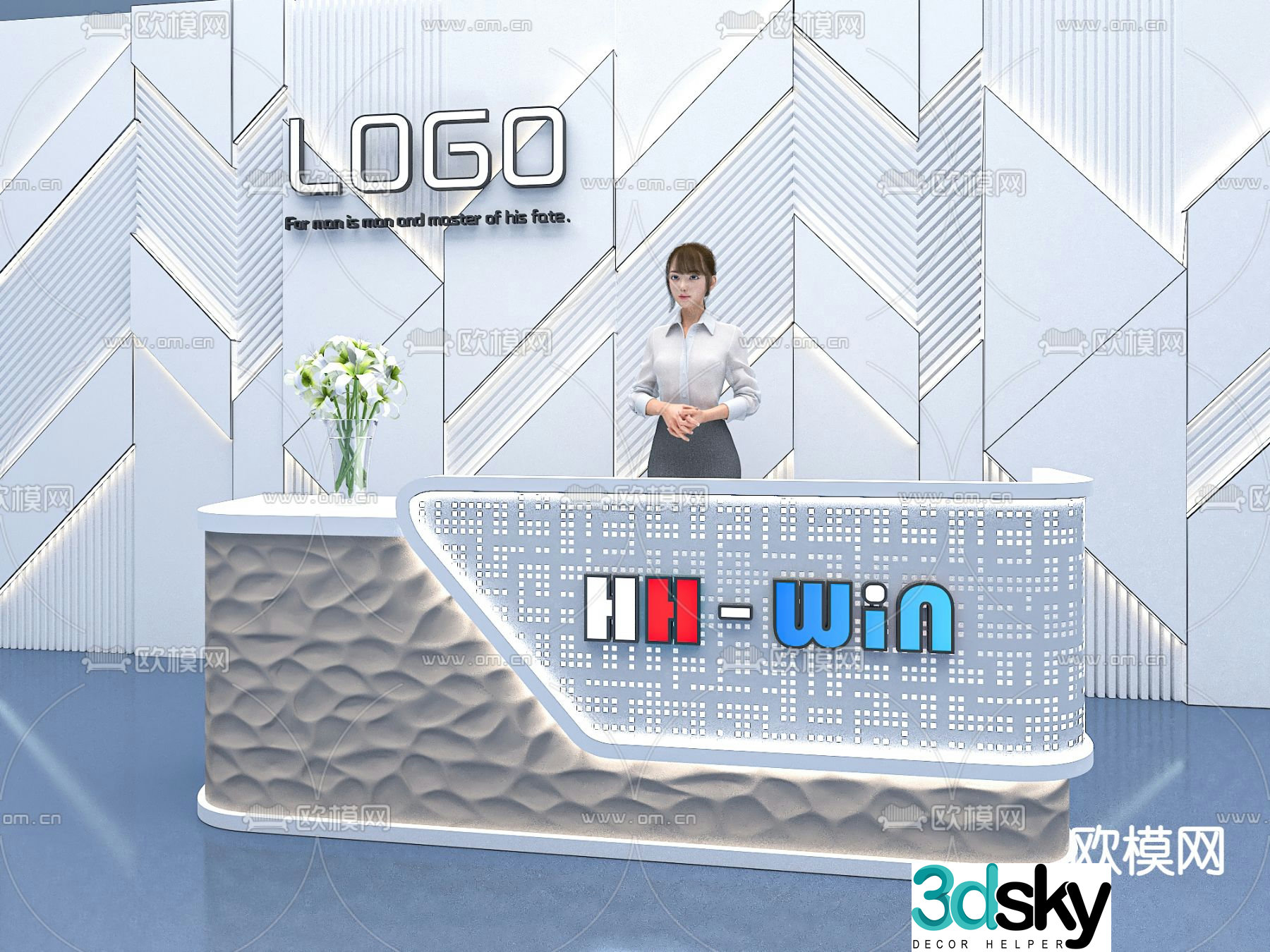Event front desk reception desk booth 3d model