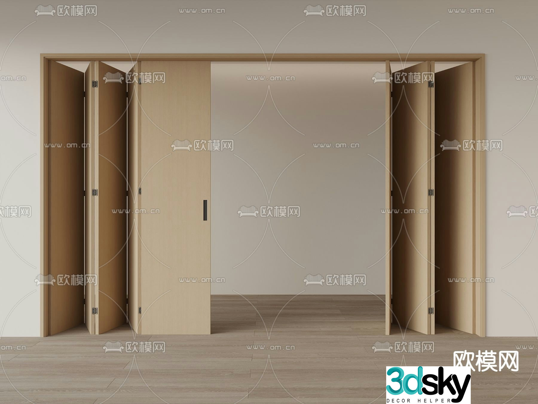 Modern folding door partition door 3d model