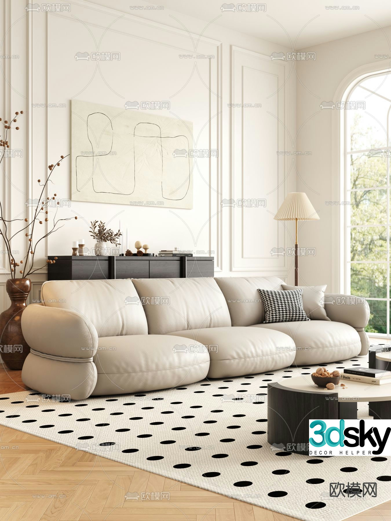 Medieval style sofa three person sofa 3d model