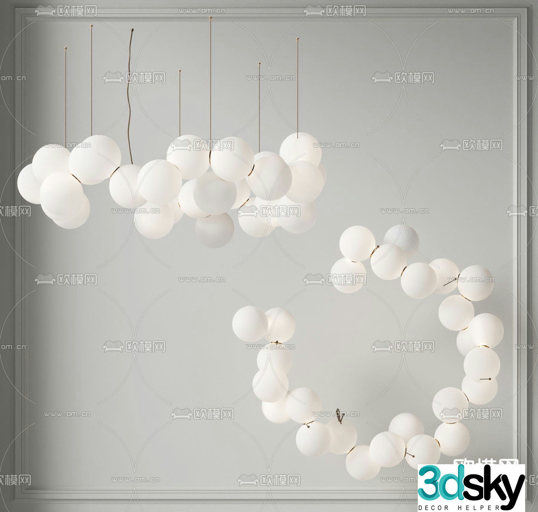 Wabi-sabi chandelier balloon lamp 3d model