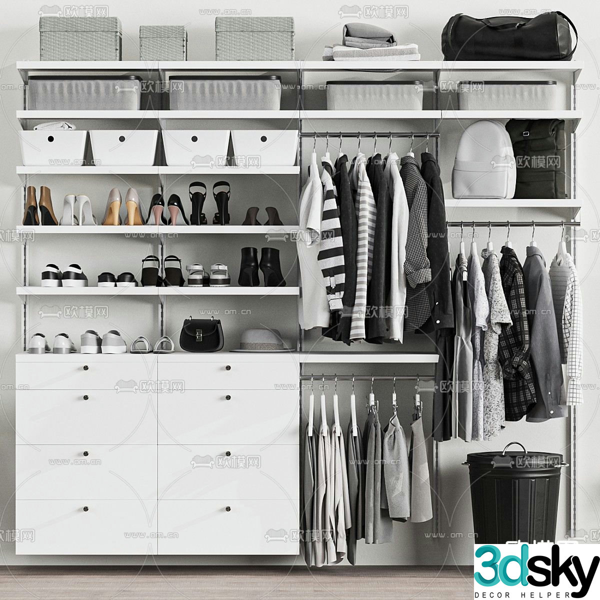 Wardrobe hanger multifunctional wardrobe 3d model