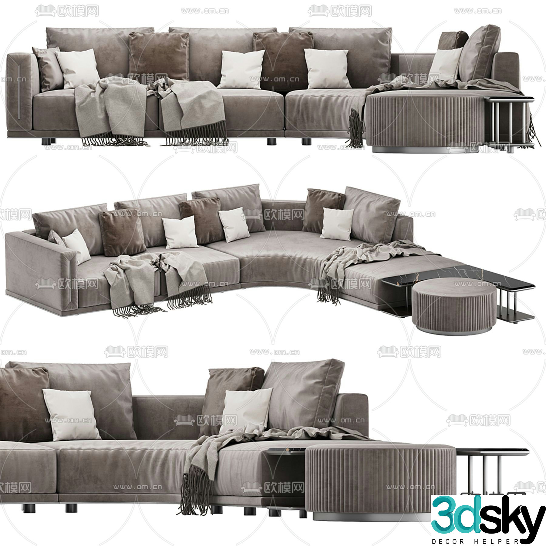 Longhi simple European sofa corner sofa 3d model