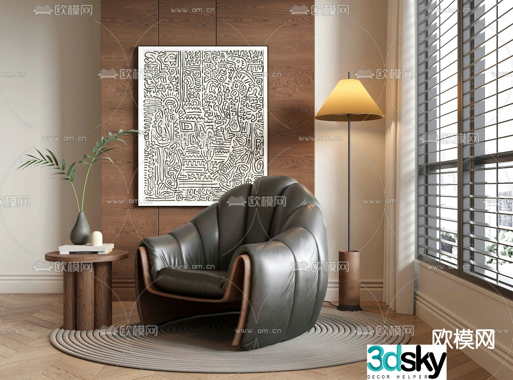 Medieval style leisure chair sofa chair 3d model