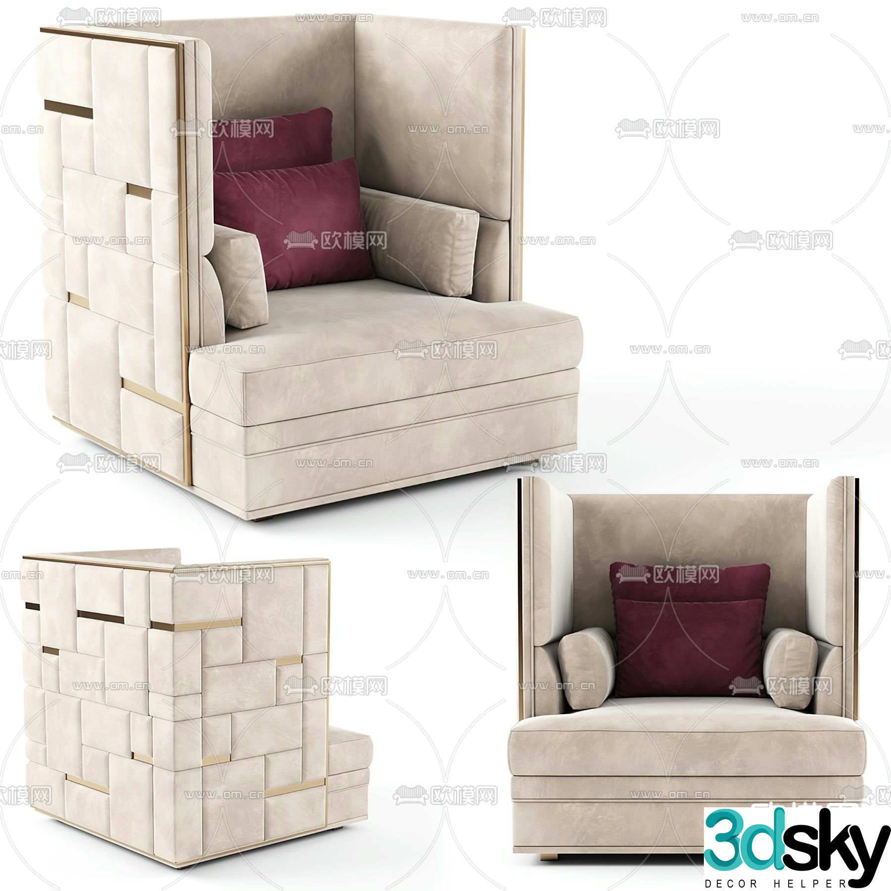 Visionnaire single sofa 3d model