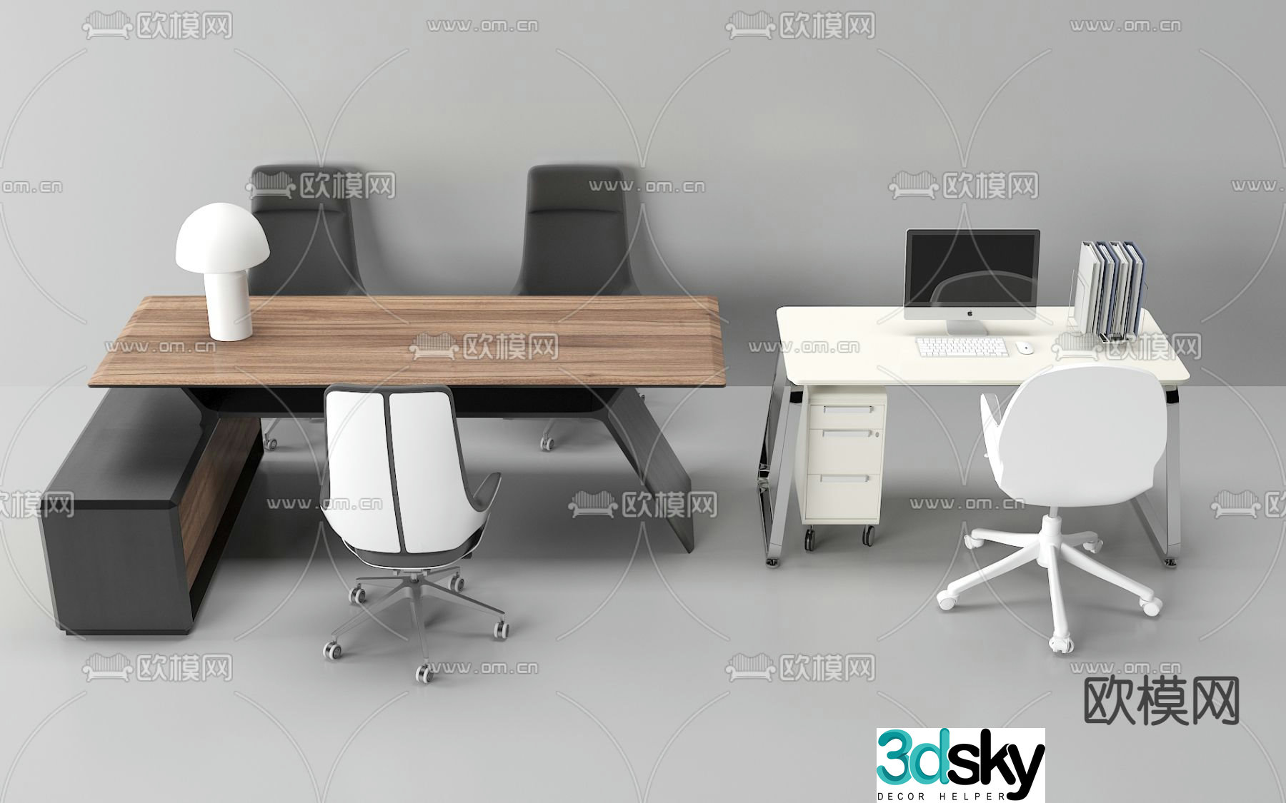 Office desk and chair 3d model