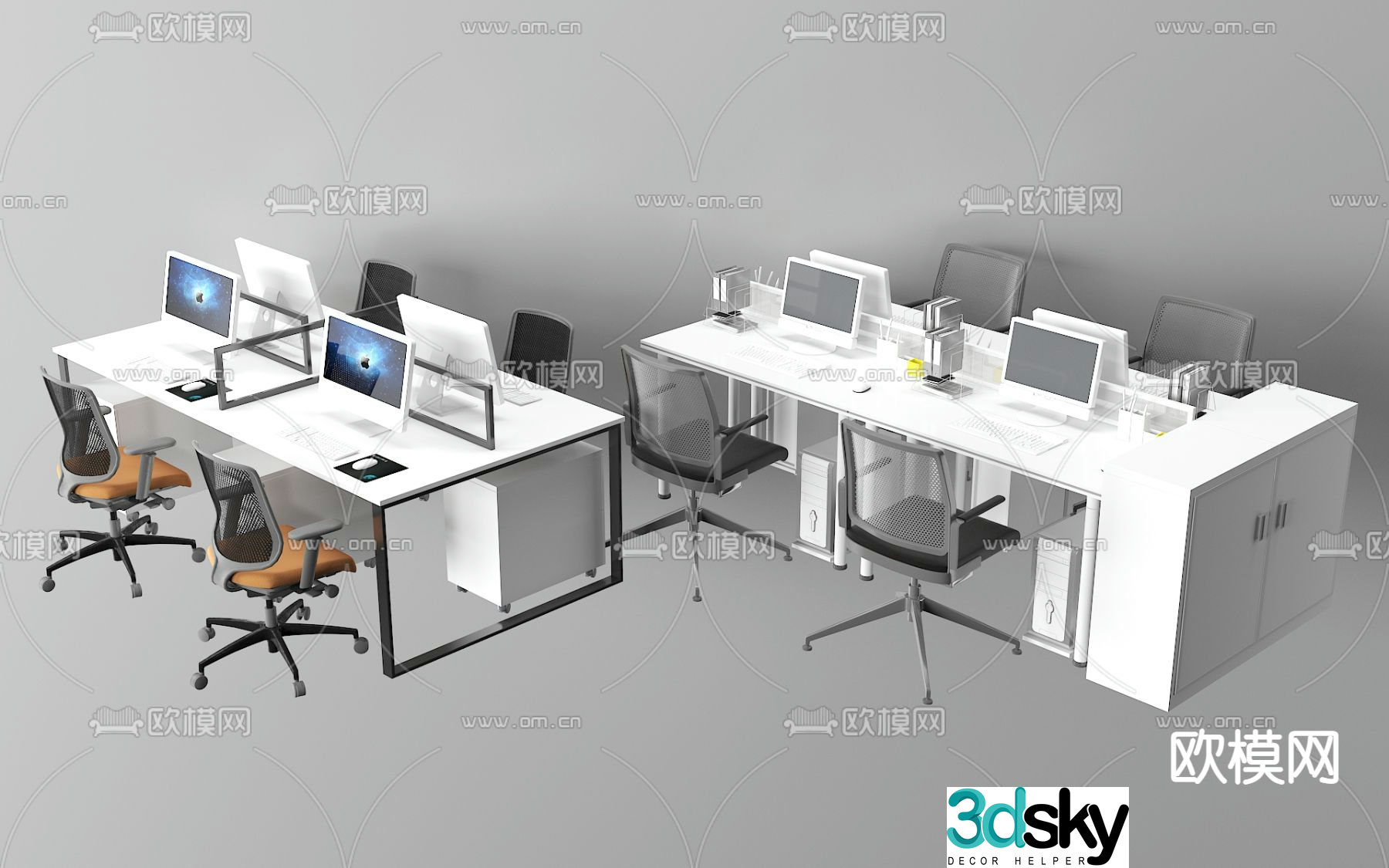 Office desk and chair 3d model
