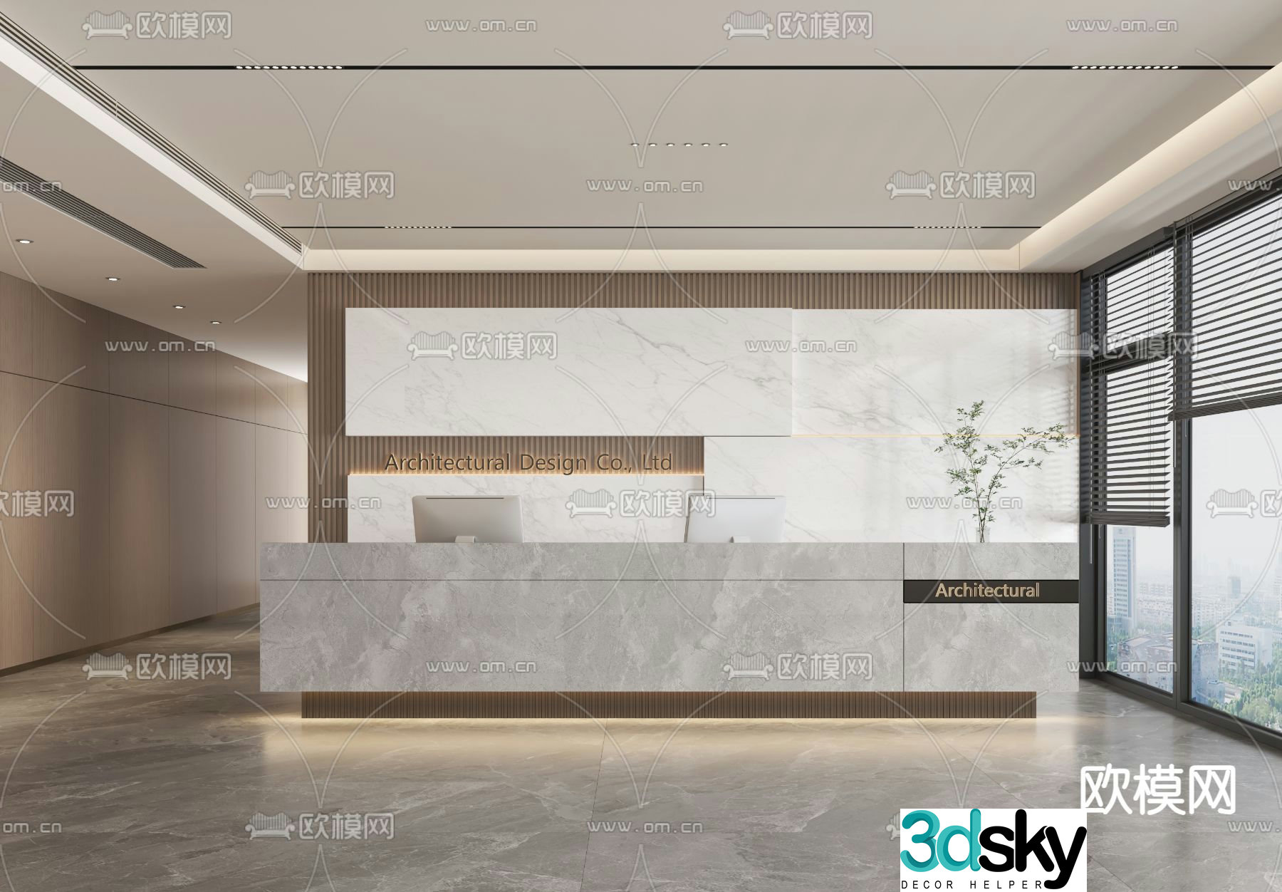 Company front desk reception 3d model