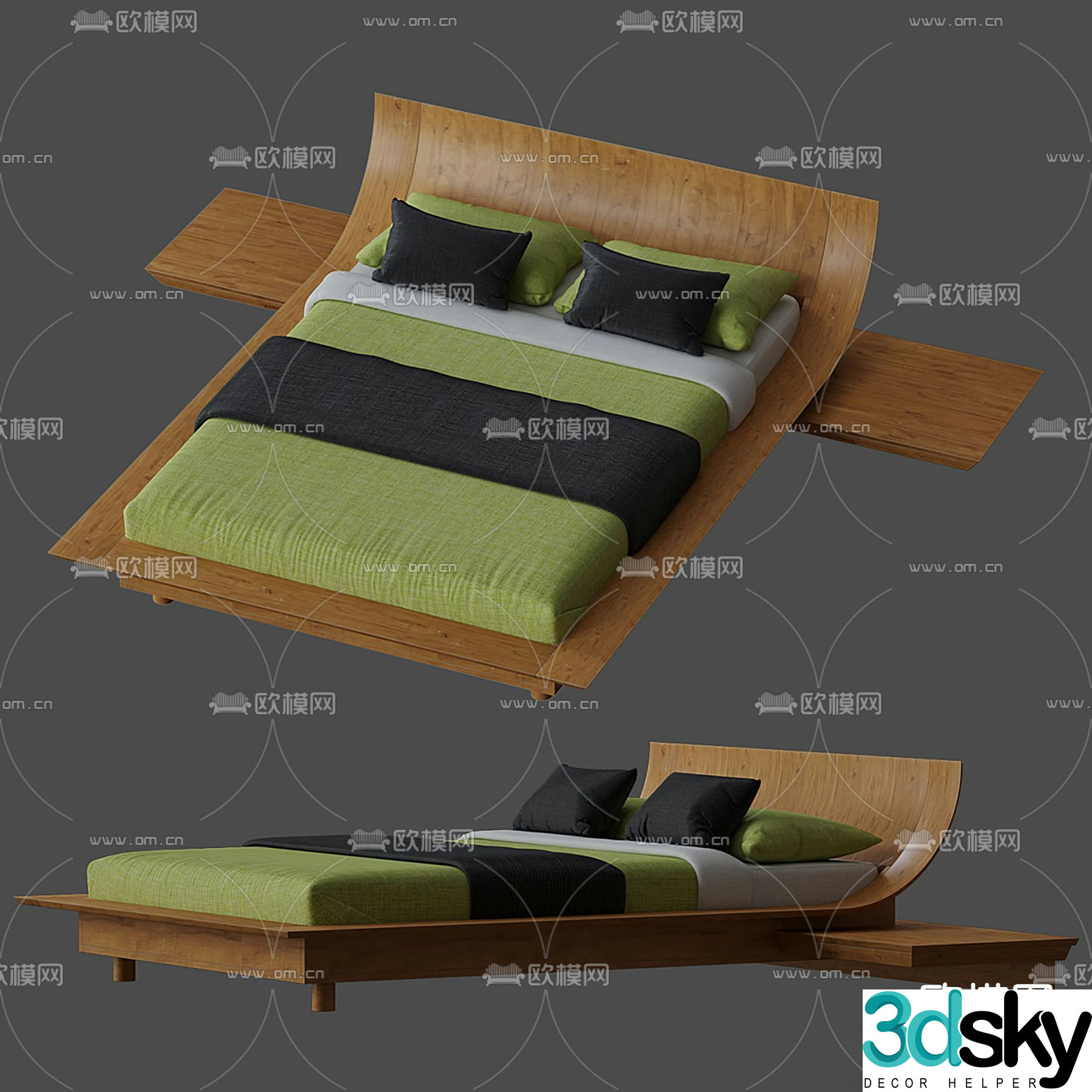 Modern double bed 3d model