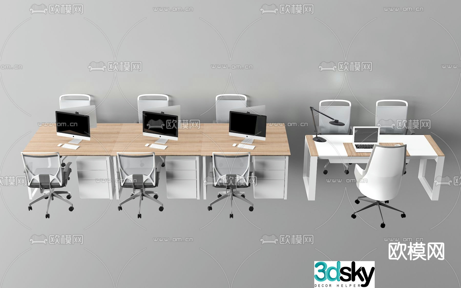 Office desk and chair 3d model