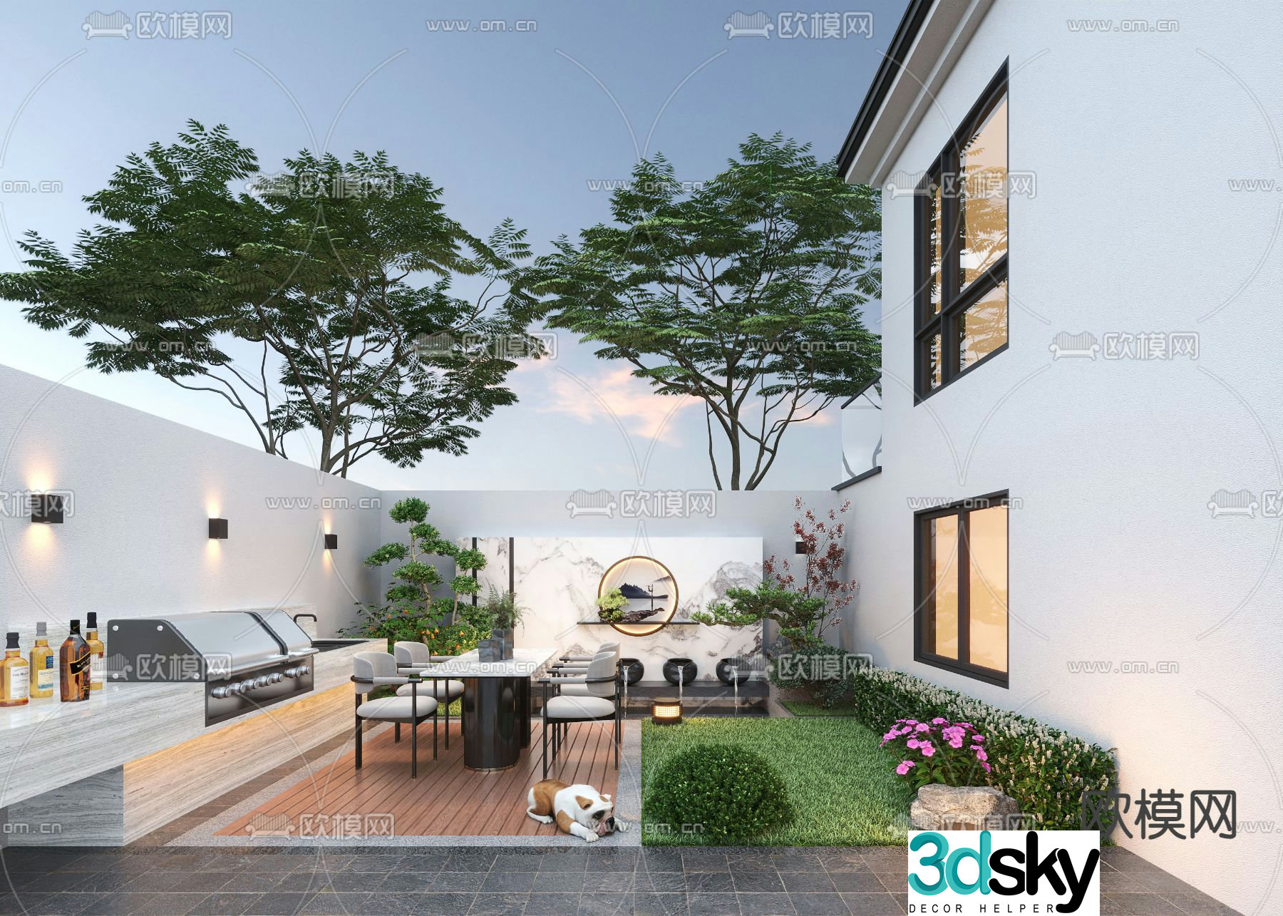 Home courtyard villa courtyard 3d model