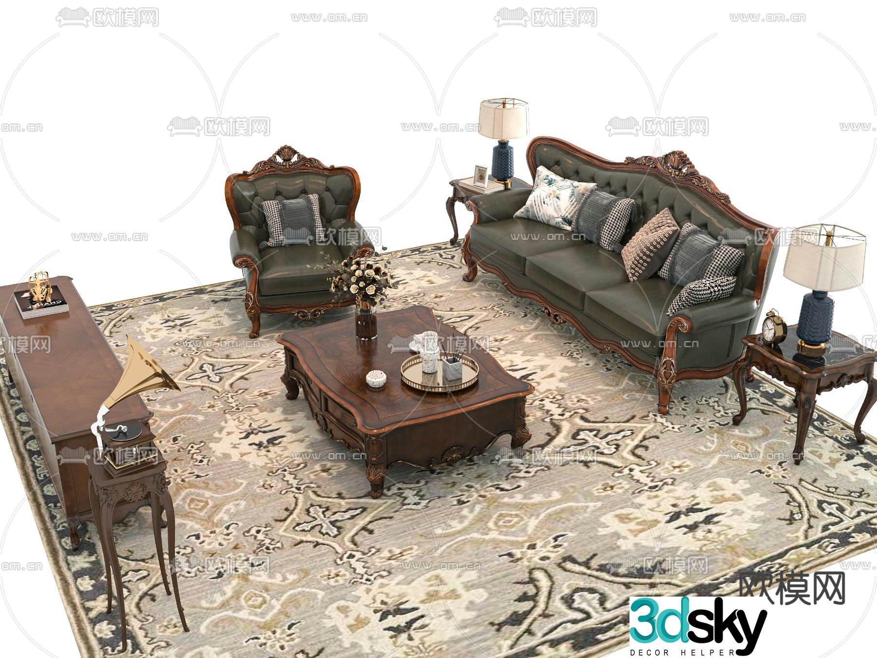 European sofa combination 3d model