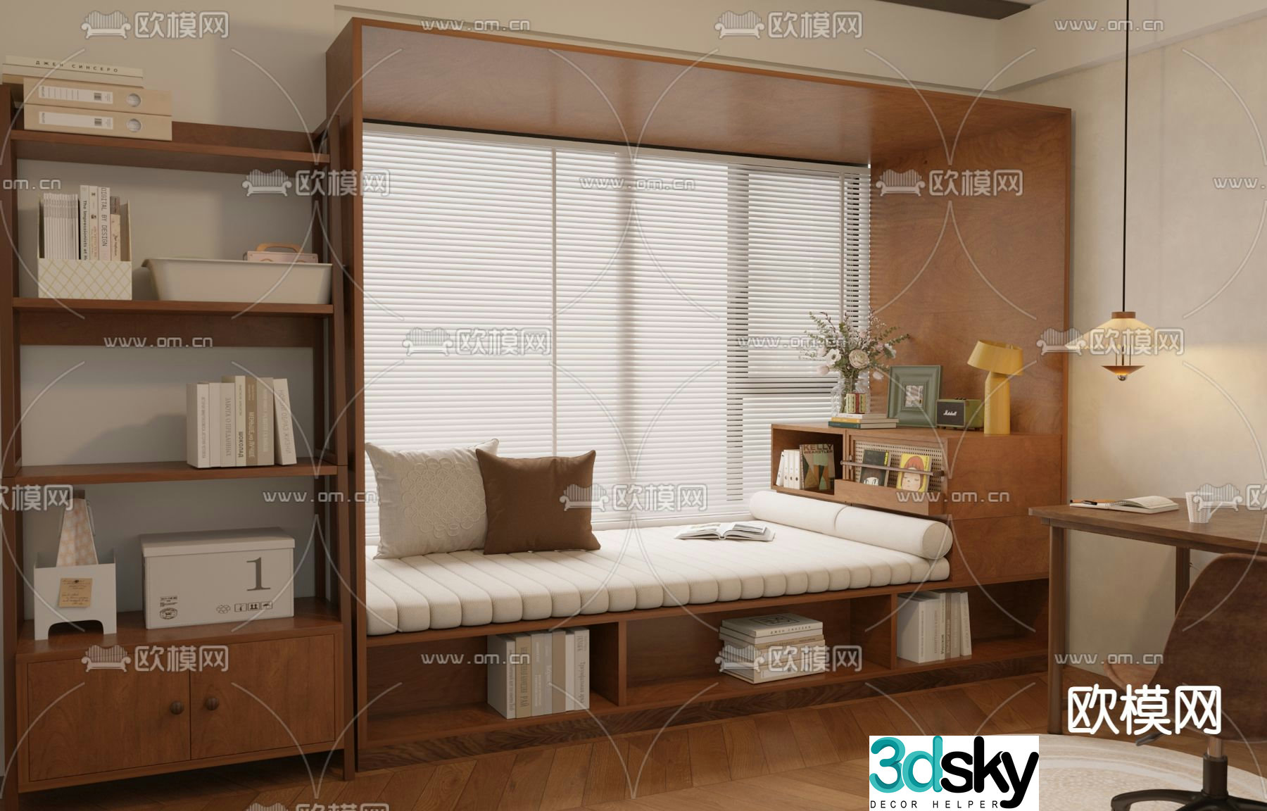 Medieval style card seat sofa bay window cabinet bay window sill 3D model