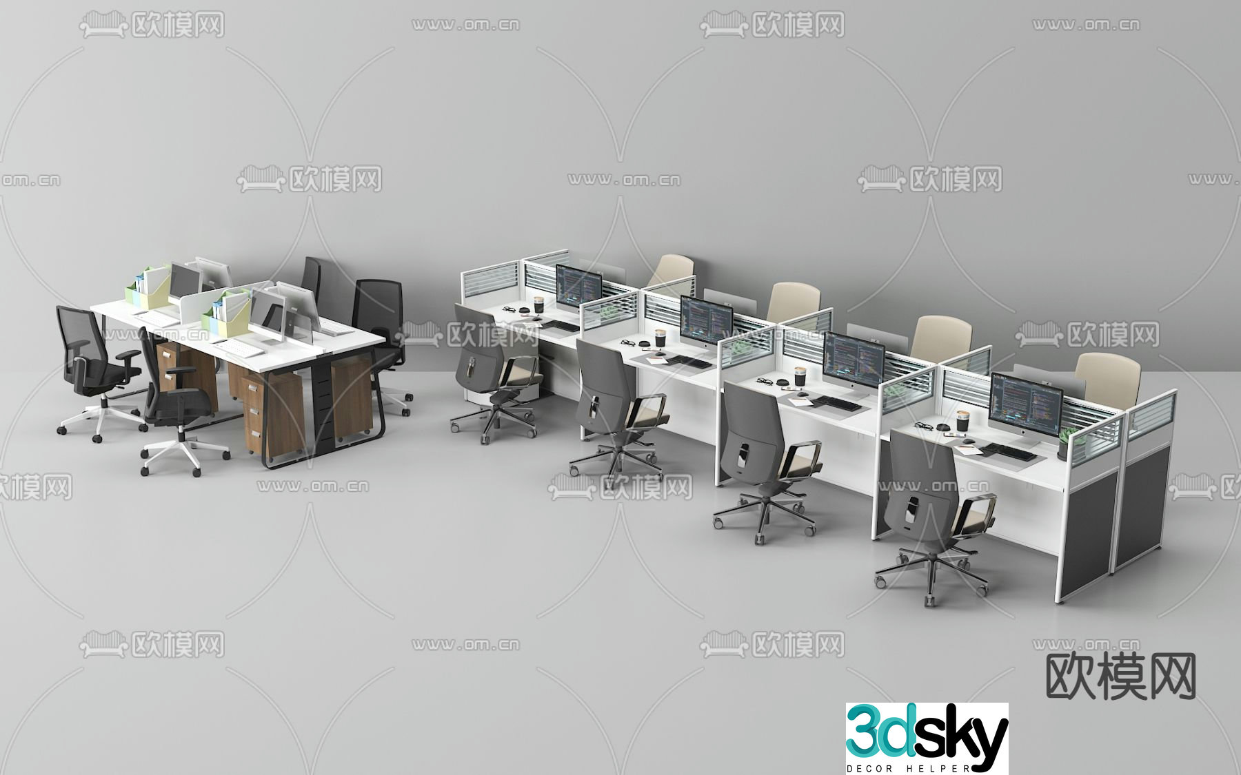 Office desk and chair 3d model