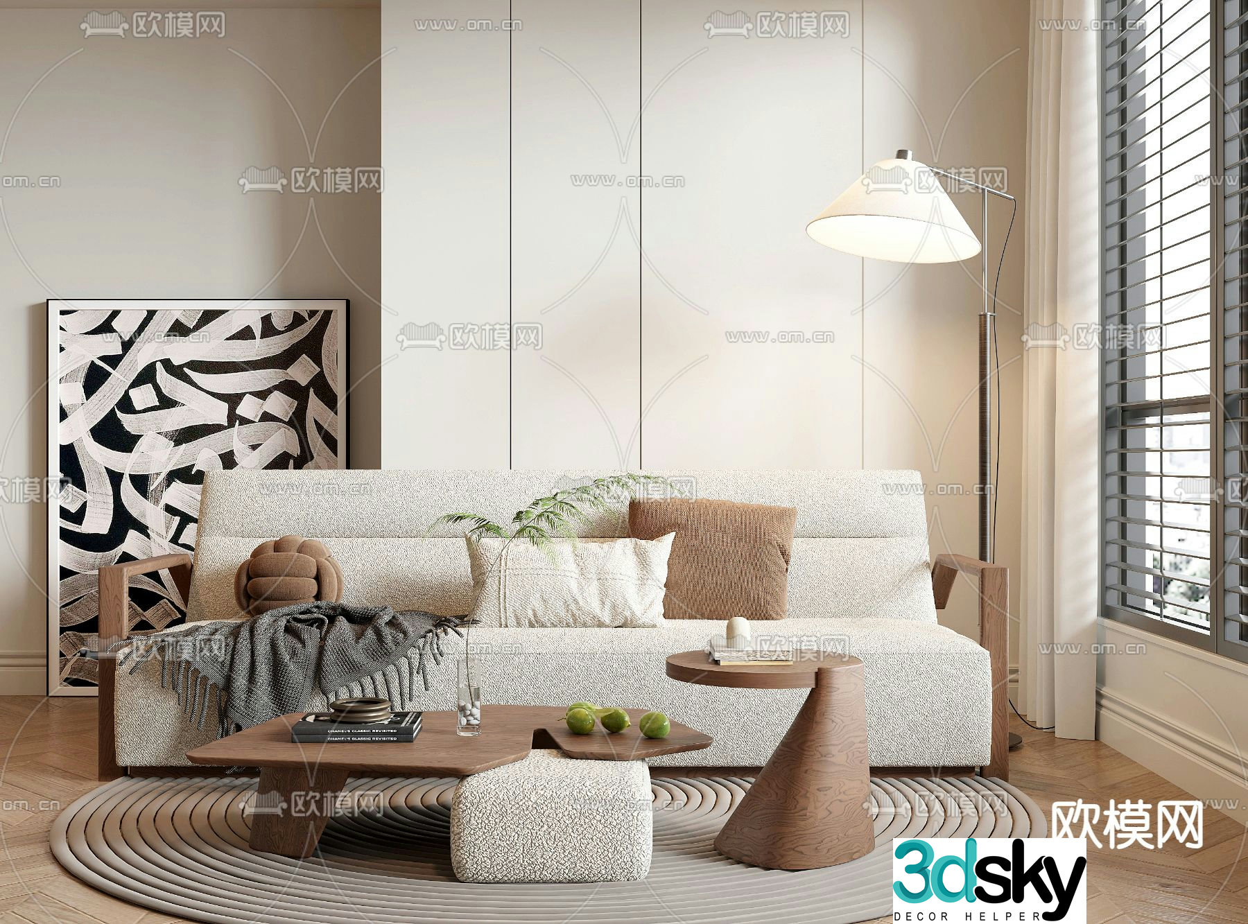 Medieval style sofa three person sofa 3d model