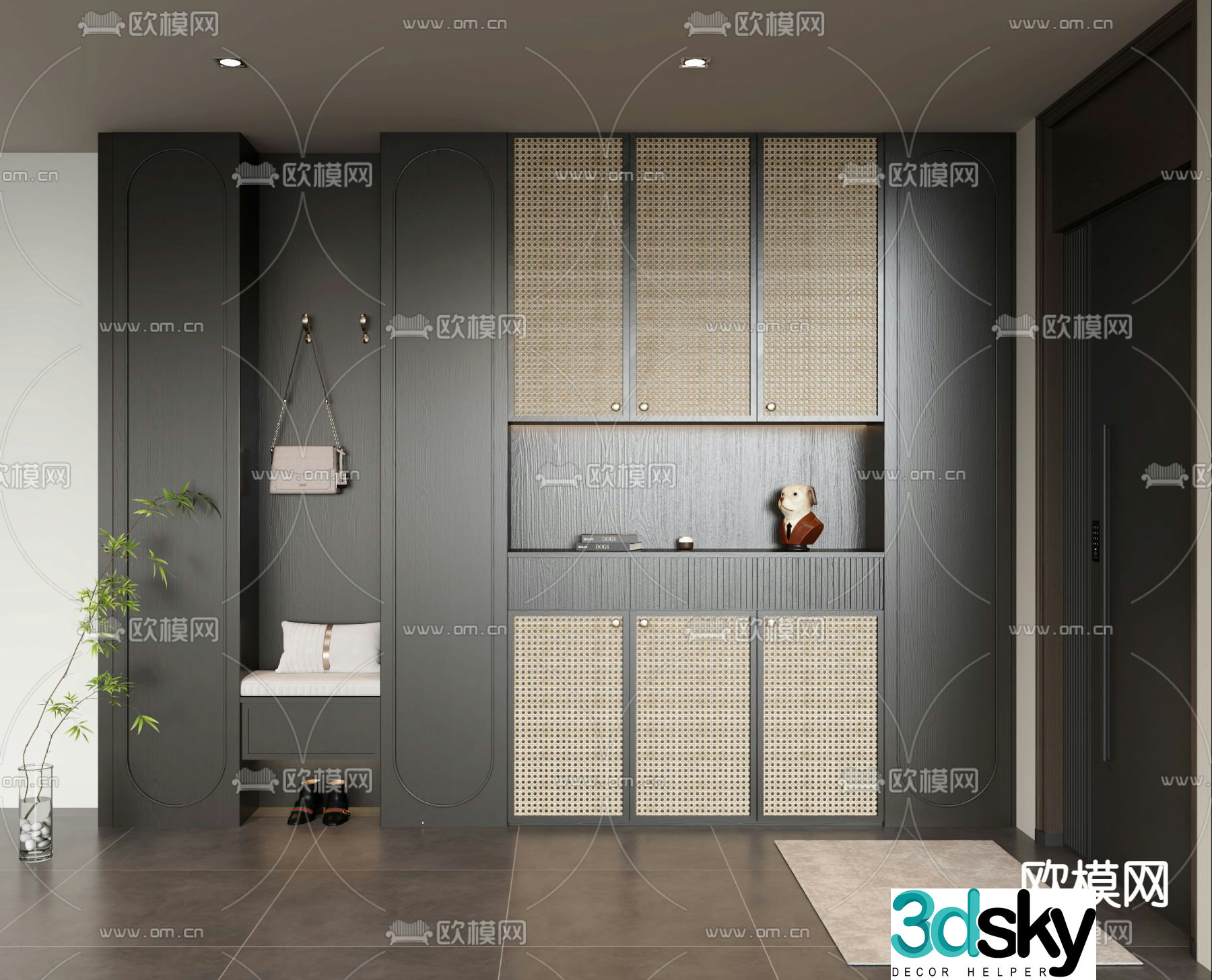 Wasabi wind shoe cabinet entrance cabinet 3D model