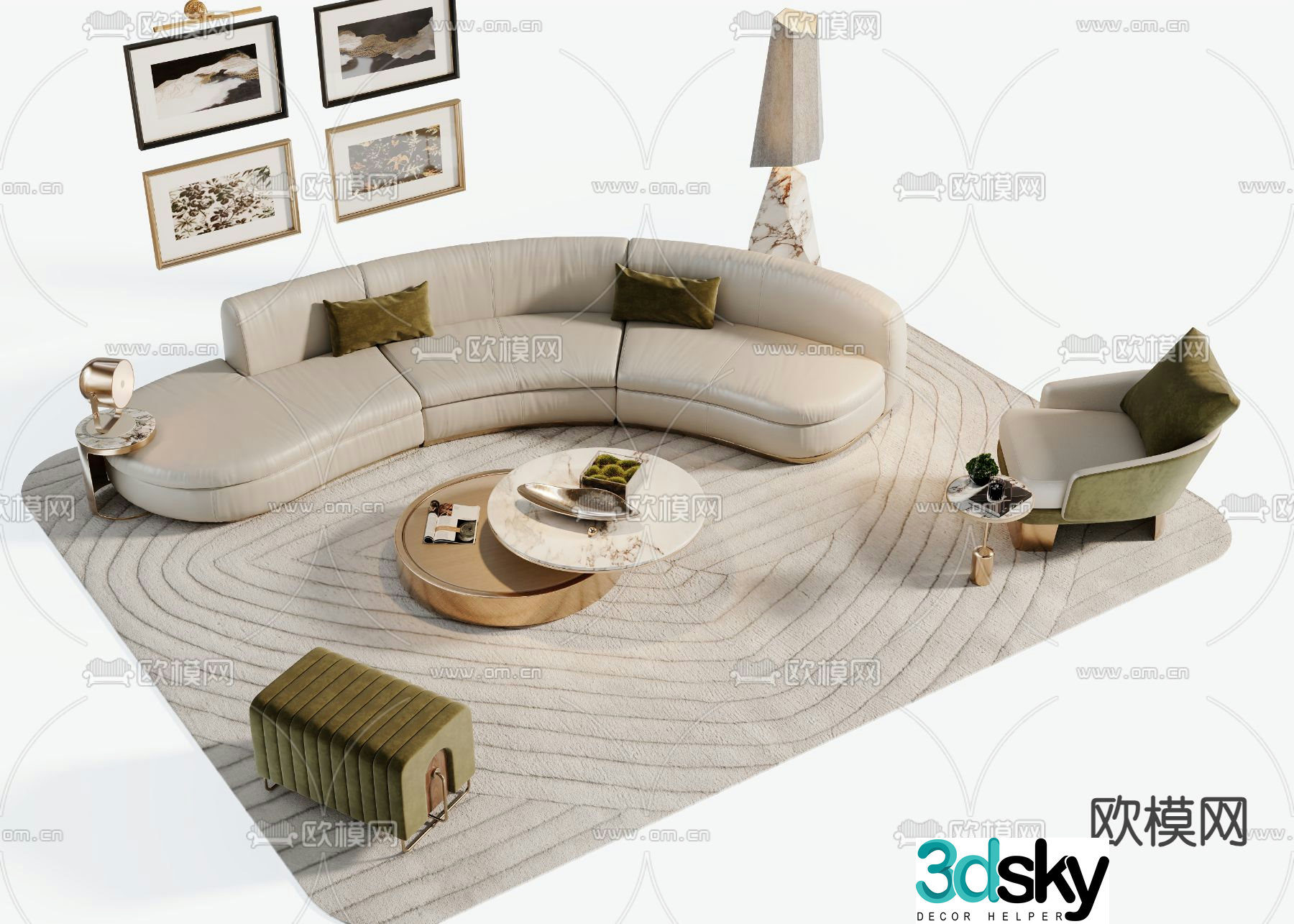 Modern sectional sofa 3d model