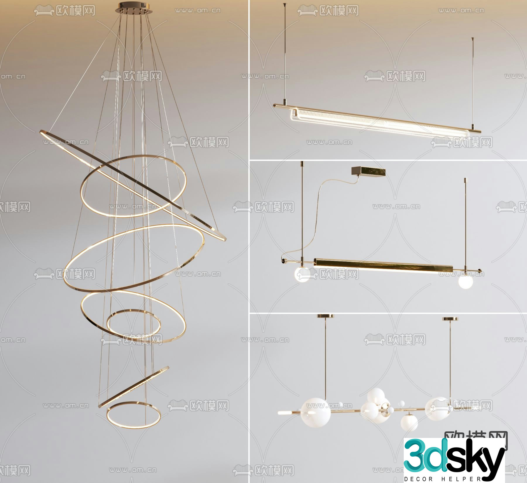 Ring chandelier hall chandelier 3d model