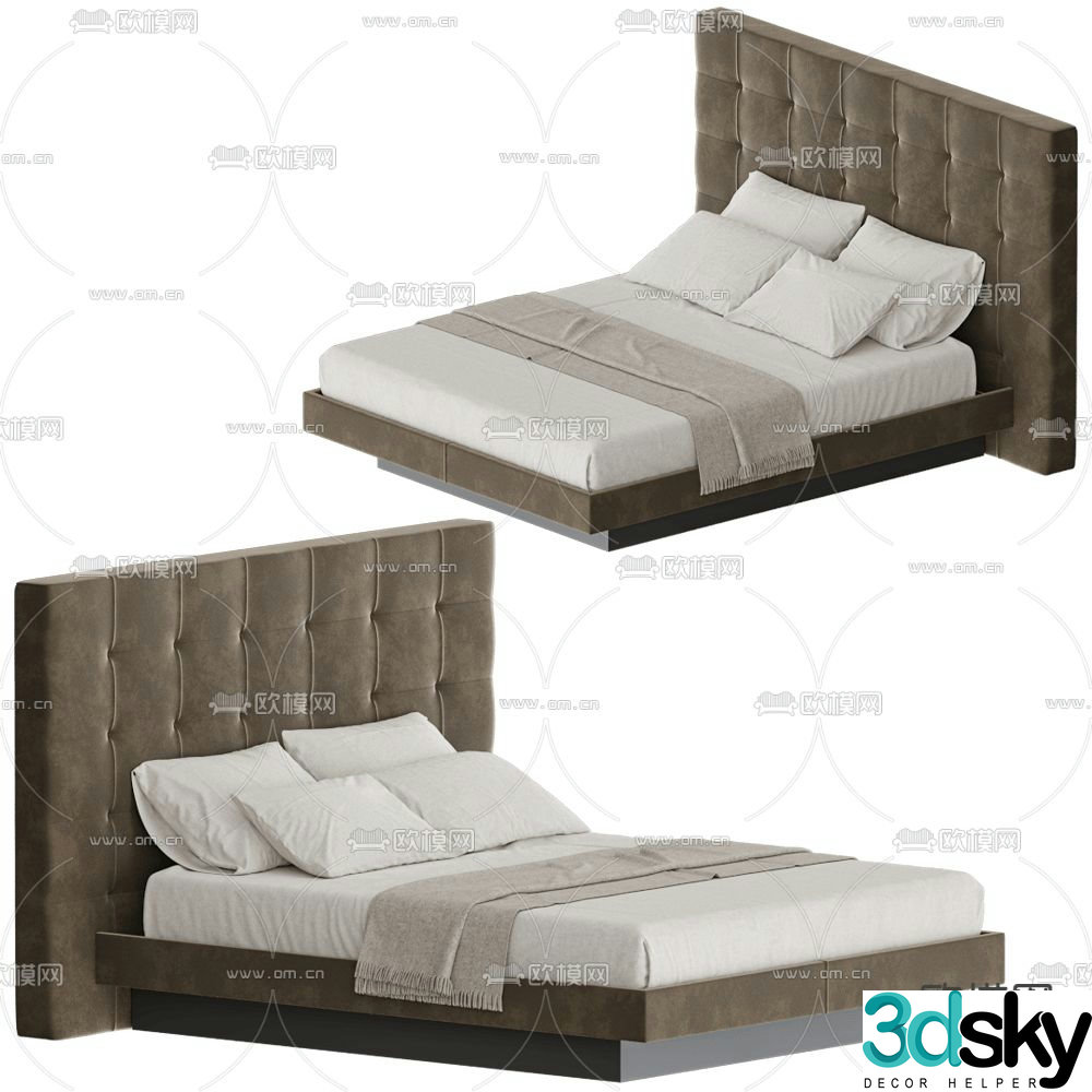 MisuraEmme leather double bed 3d model