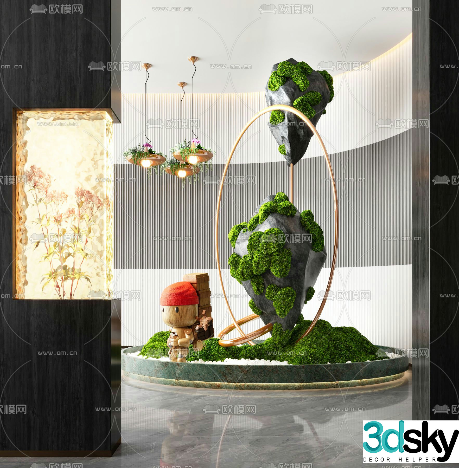 Indoor device landscaping moss landscaping 3D model