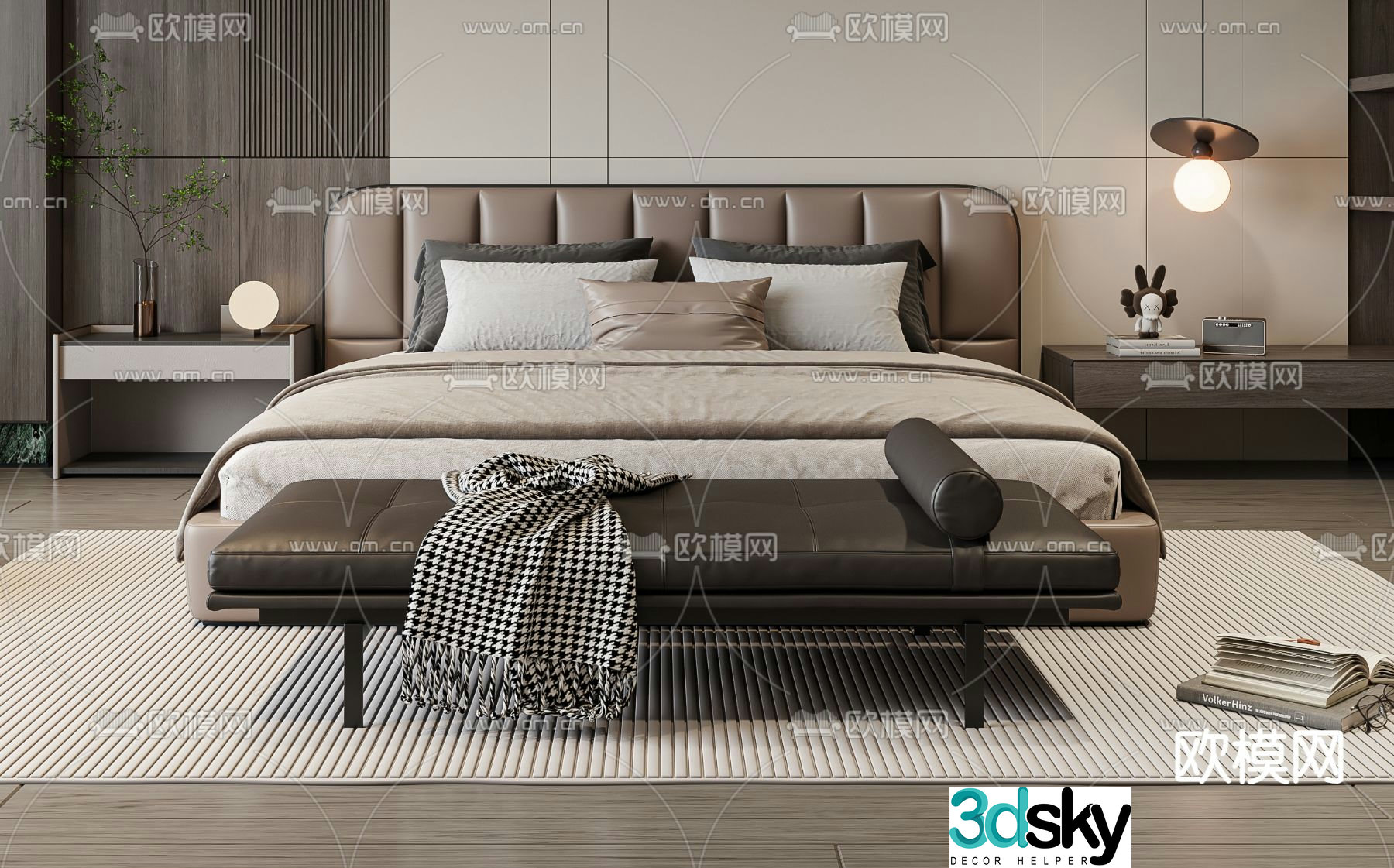 Modern double bed 3d model