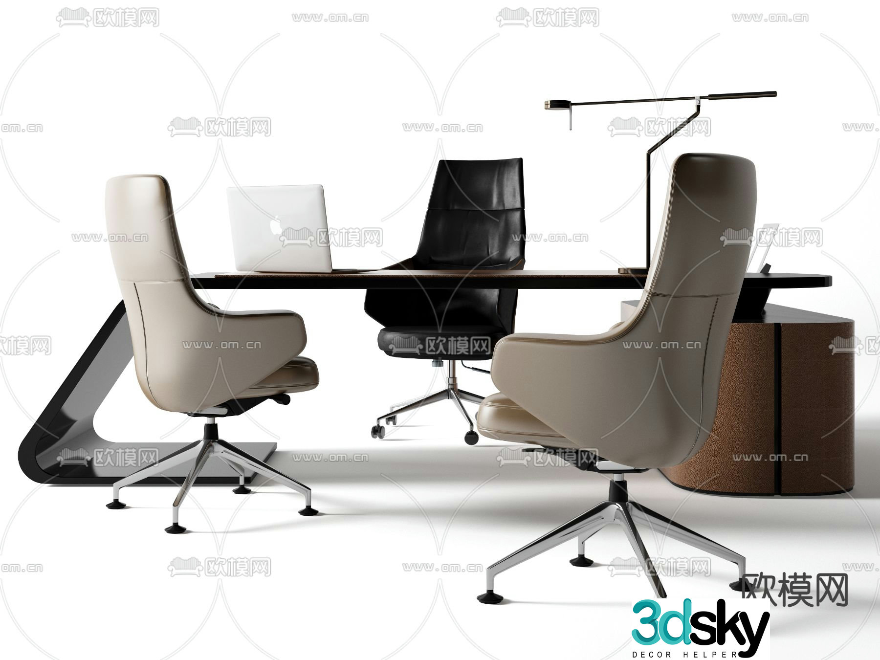 Modern executive desk boss desk 3D model