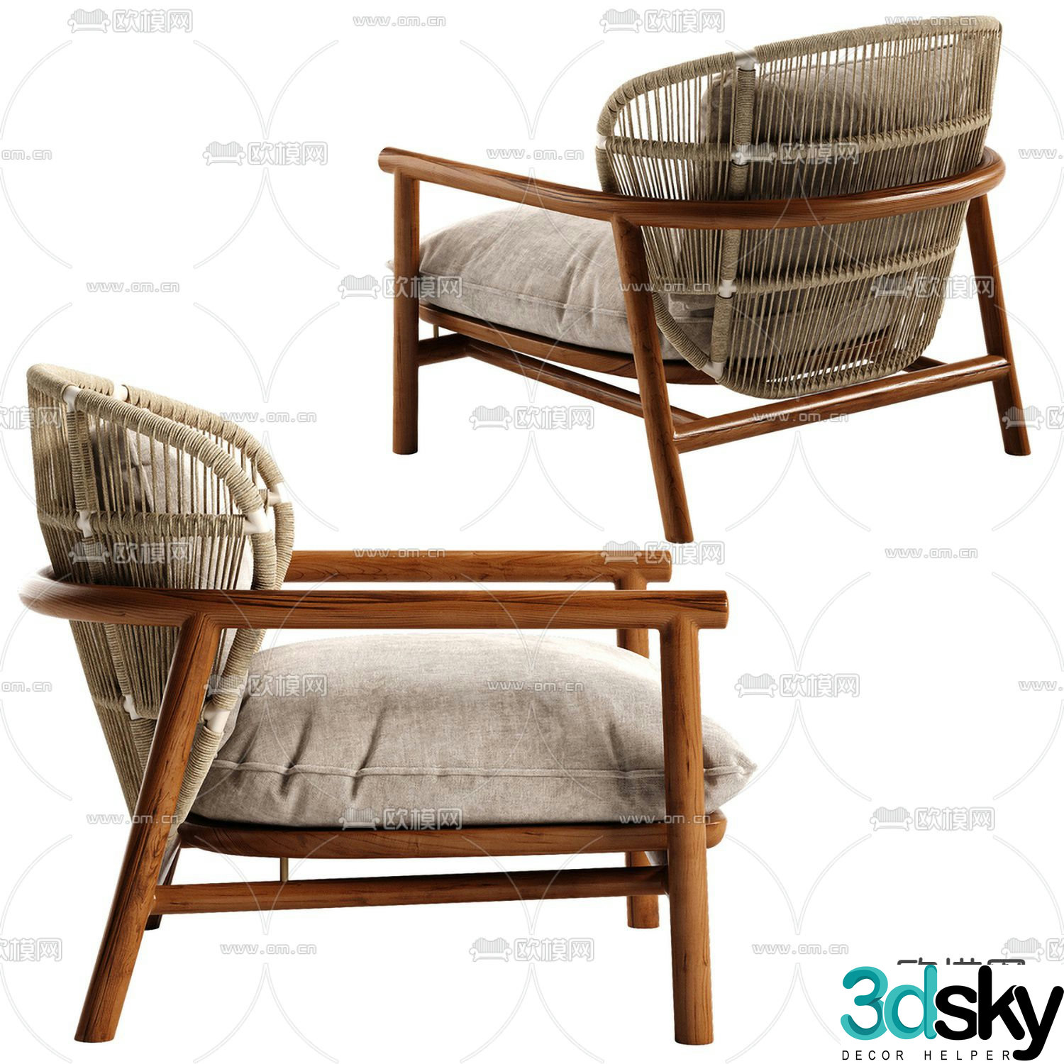 Rattan leisure chair outdoor chair 3d model